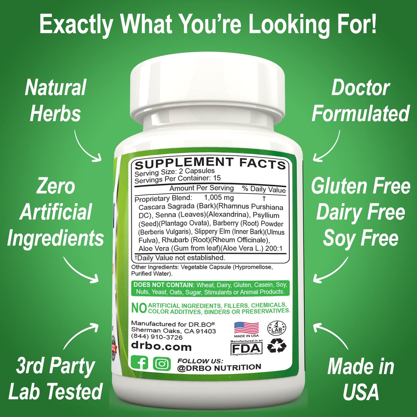 Colon Cleanse Detox Formula - Natural Bowel Cleanser Pills for Intestinal Bloating & Fast Digestive DR. BOUS supplements