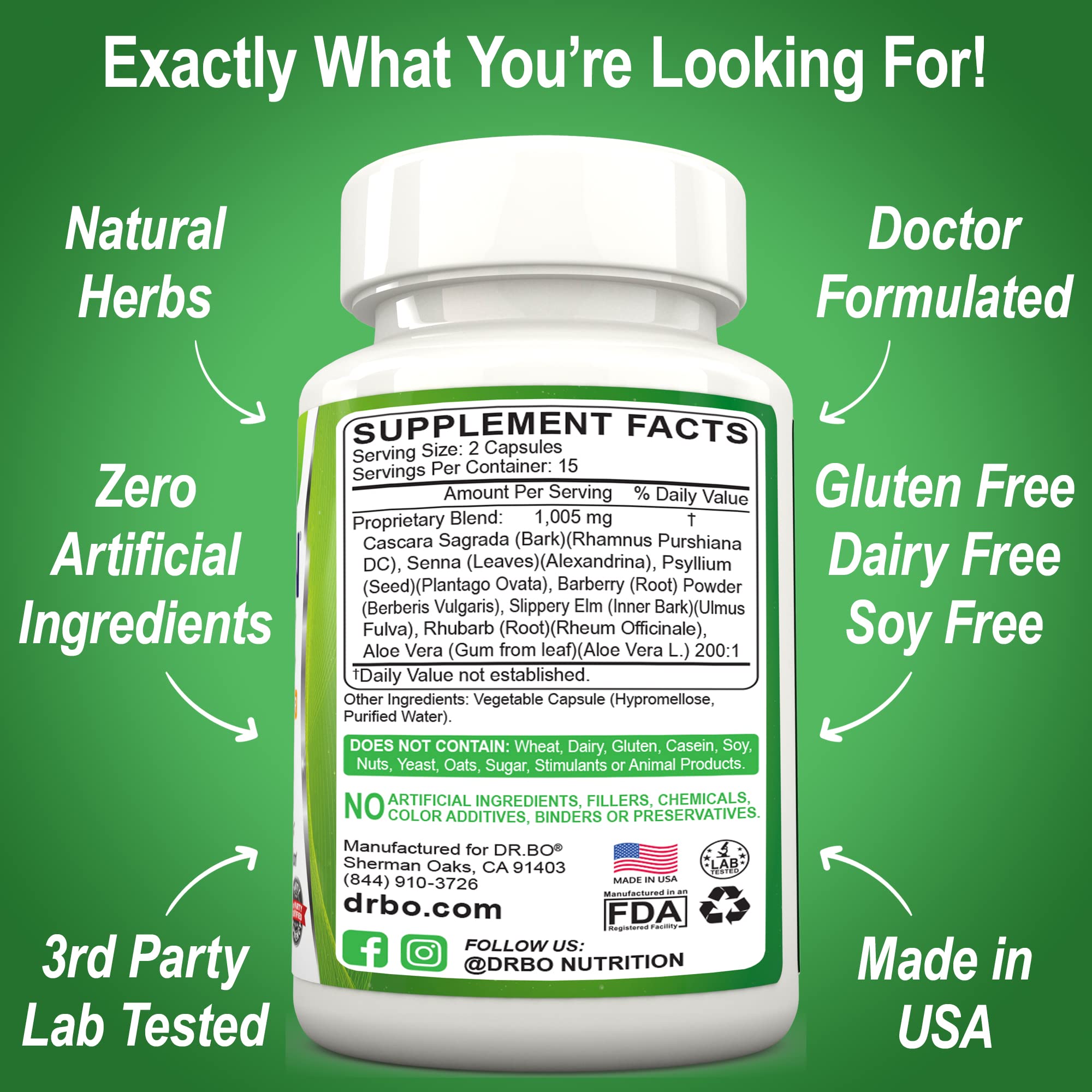Colon Cleanse Detox Formula - Natural Bowel Cleanser Pills for Intestinal Bloating & Fast Digestive DR. BOUS supplements