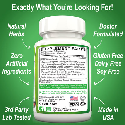 Colon Cleanse Detox Formula - Natural Bowel Cleanser Pills for Intestinal Bloating & Fast Digestive DR. BOUS supplements