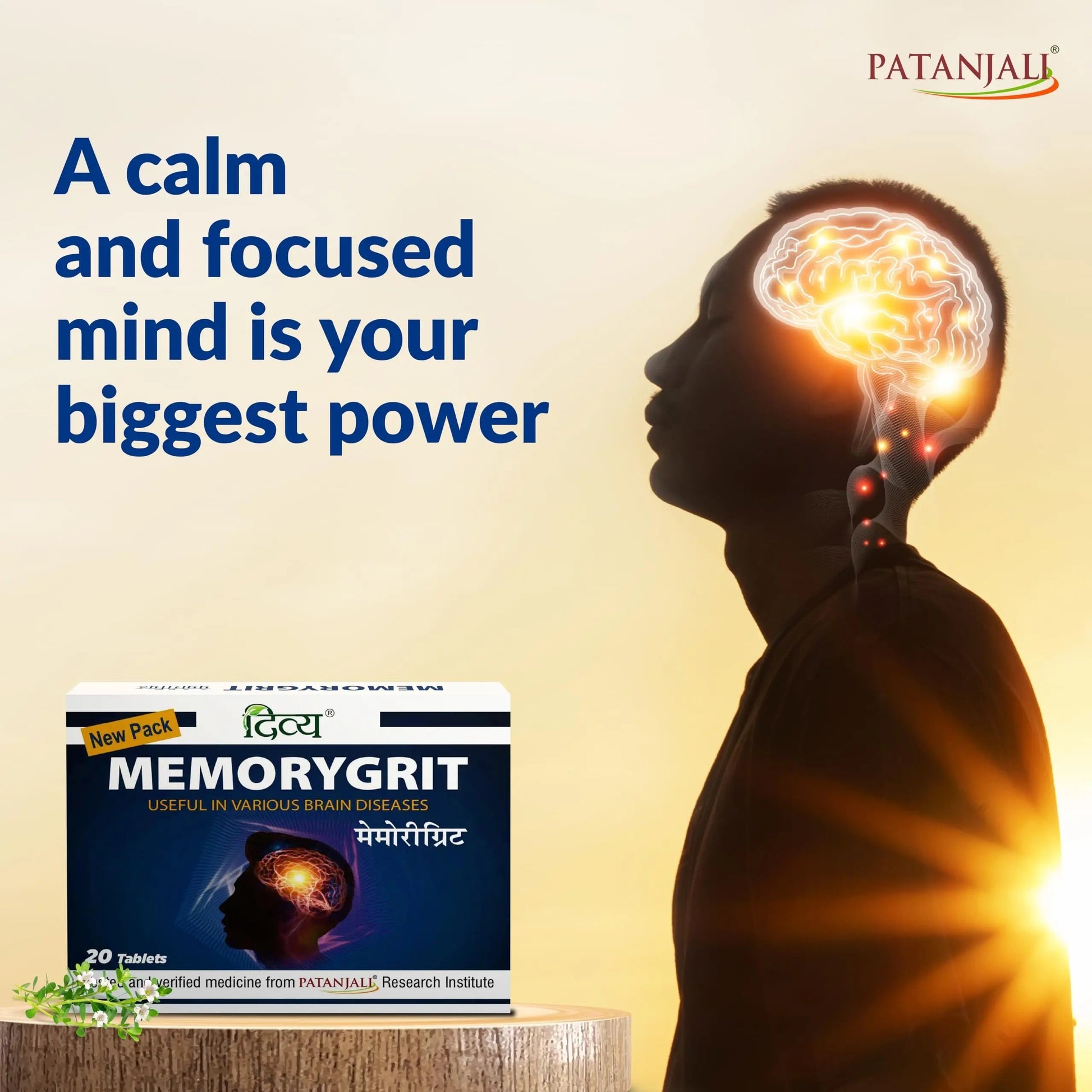 Patanjali Divya Memorygrit 20 Tablets Ayurvedic Supplement for Memory Focus and Brain Health Support (Pack of 1) patanjaliAu supplements