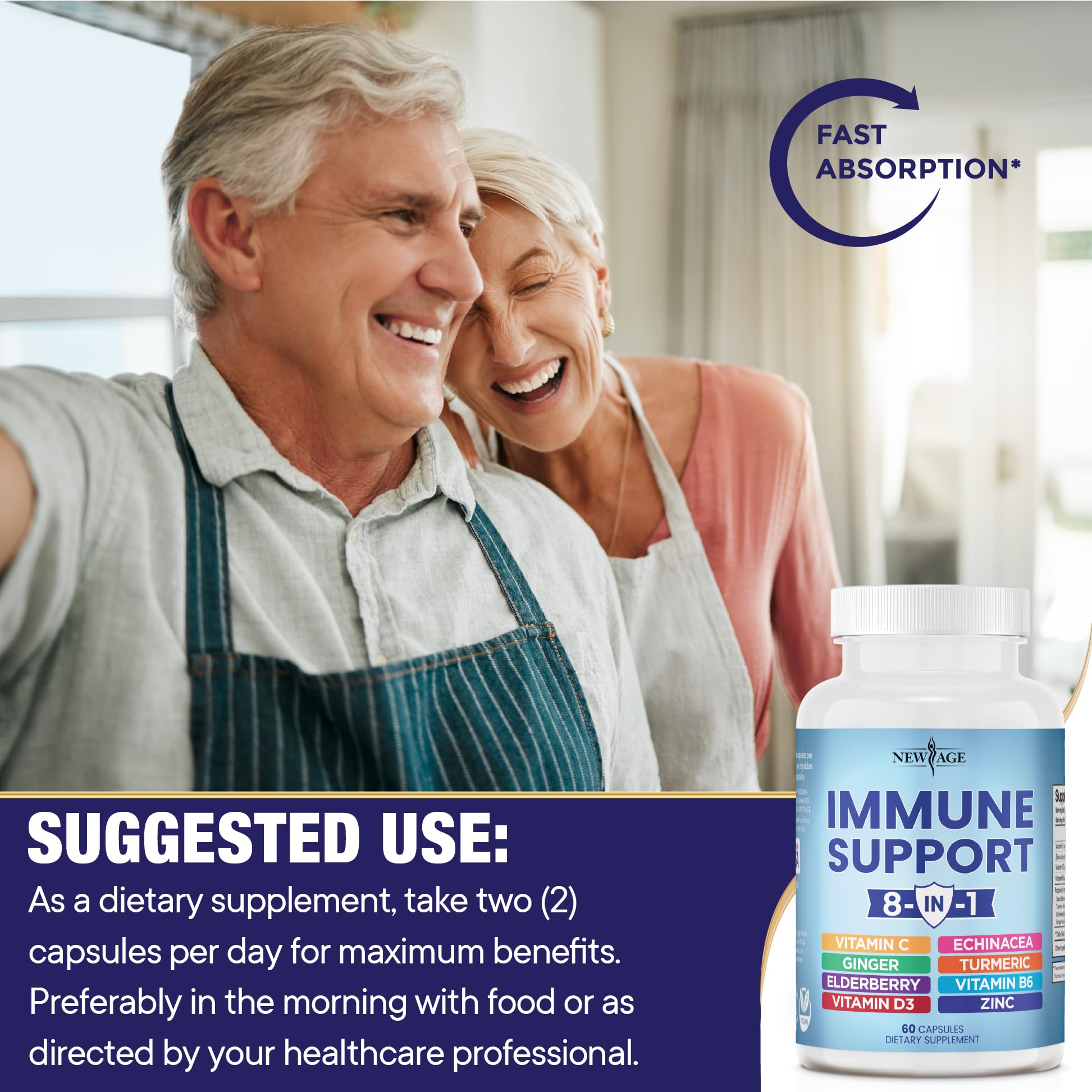 NEW AGE 8 in 1 Immune Support Booster Supplement with Echinacea, Vitamin C NEW AGEAu supplements