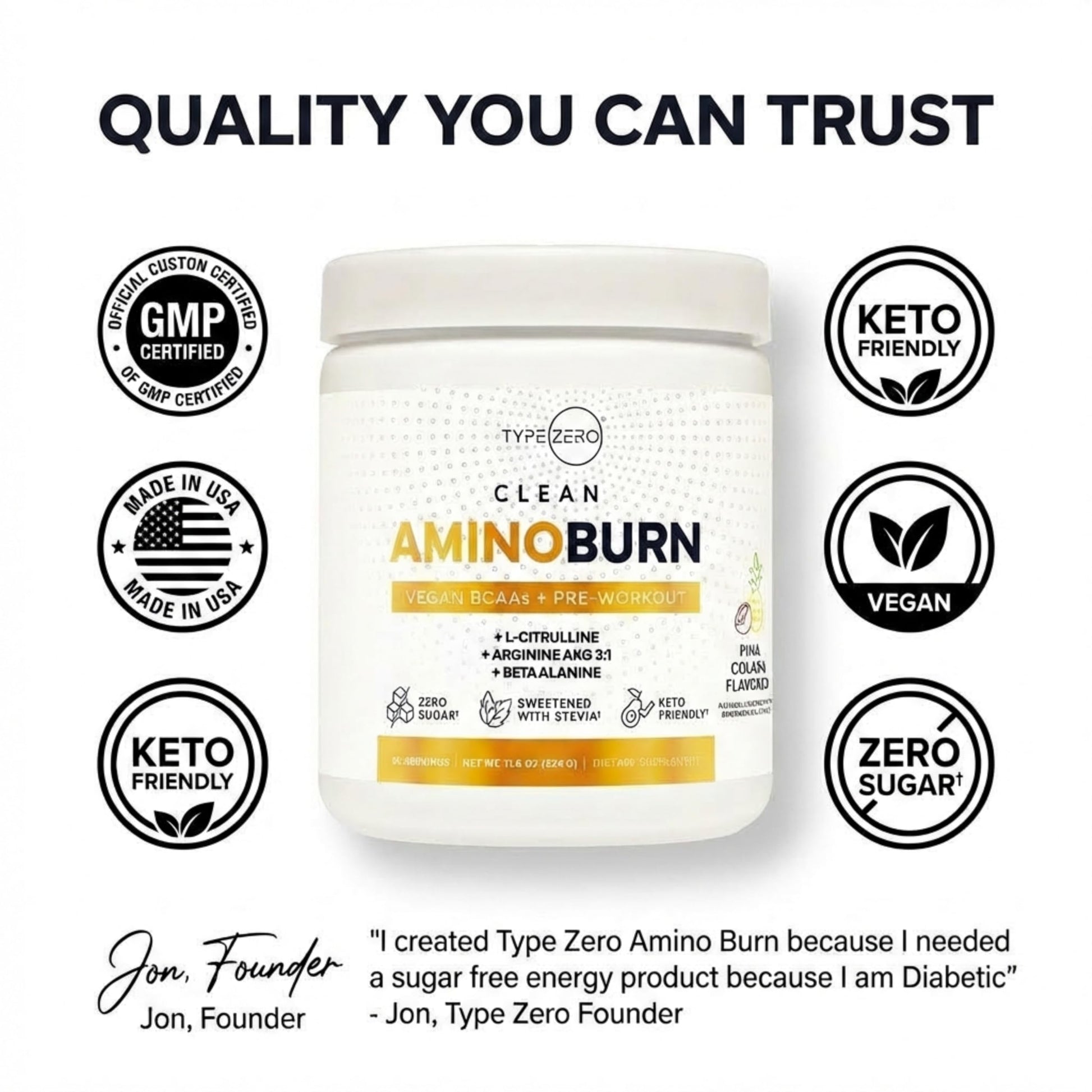 Type Zero Amino Burn Vegan BCAAs + Pre-Workout (Pina Colada Flavored) Type ZeroUS supplements