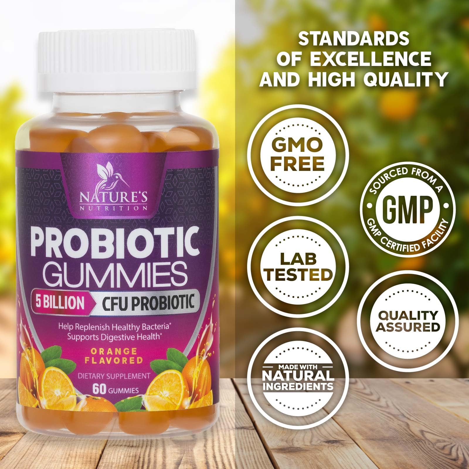 Probiotics for Digestive Health Gummies 5 Billion CFU - 6 Unique Strains for Daily Immune Support & Gut Health, Constipation, Gas & Bloating - Best Probiotic Supplement for Women & Men - 60 Gummies Nature's NutritionAu supplements
