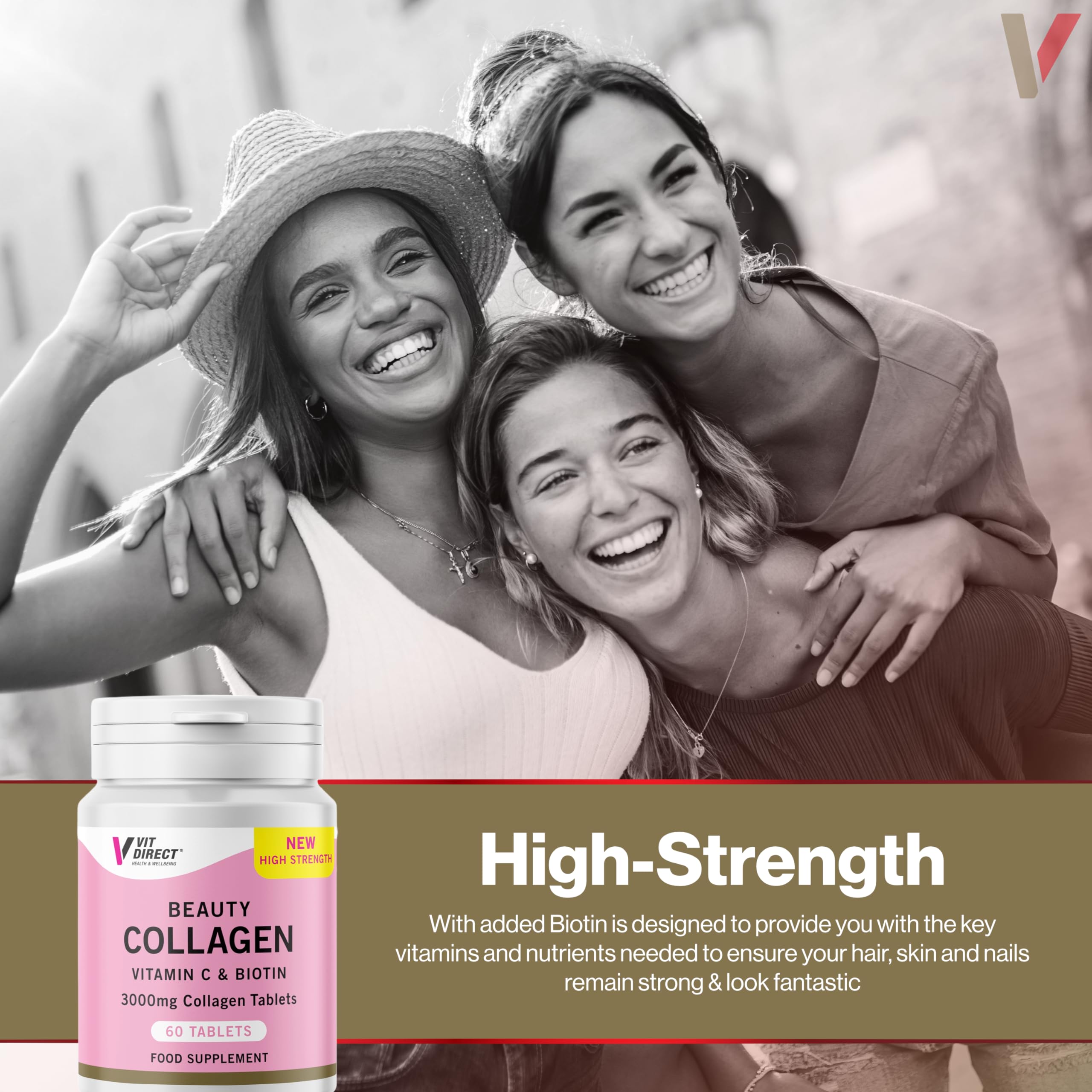 Vit Direct - Beauty Collagen Tablets (Plus Biotin) - 60 Tablets - Two Month Supply Vit DirectAu supplements