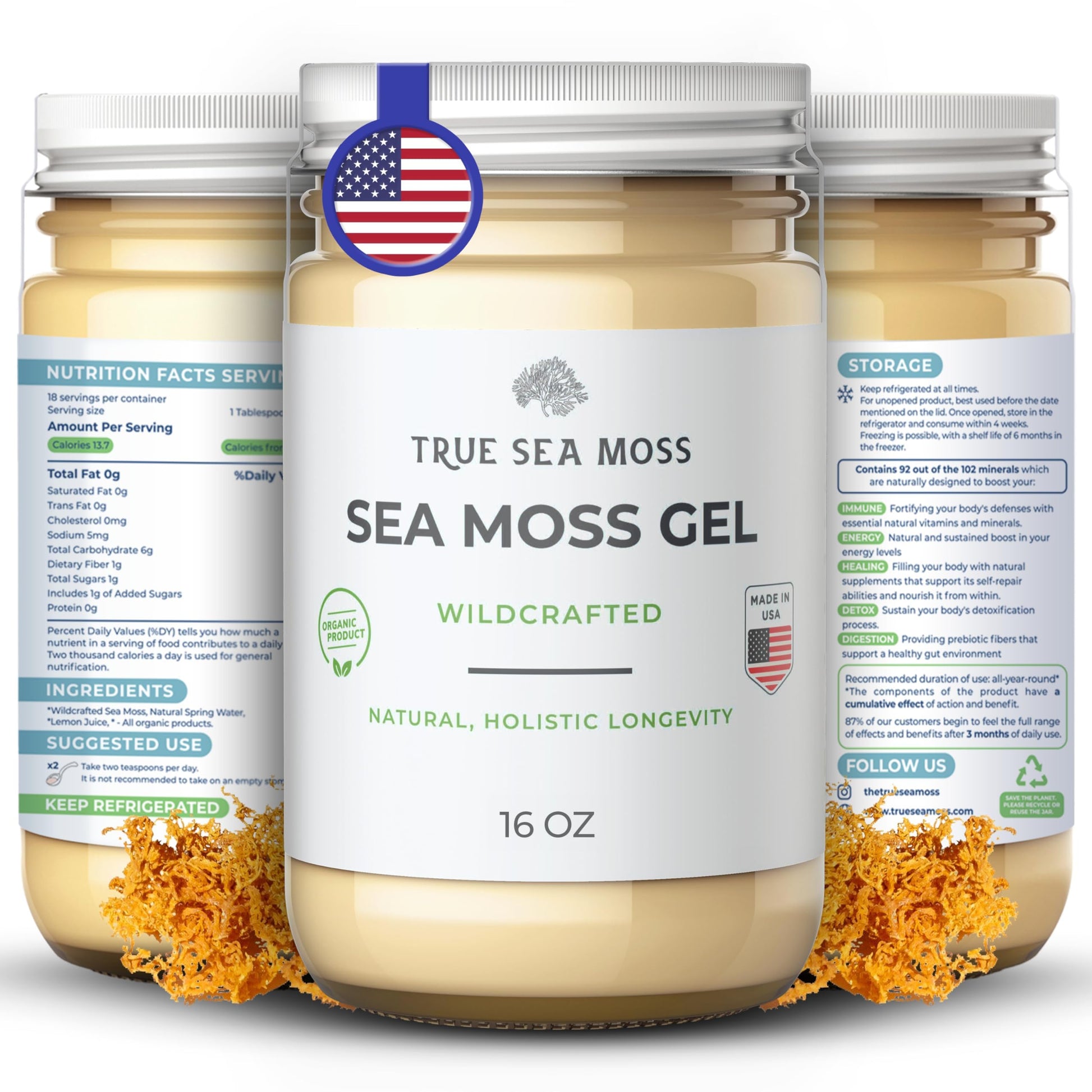 TrueSeaMoss Wildcrafted Irish Sea Moss Gel – Nutritious Raw Seamoss Rich in Minerals TrueSeaMossUS supplements