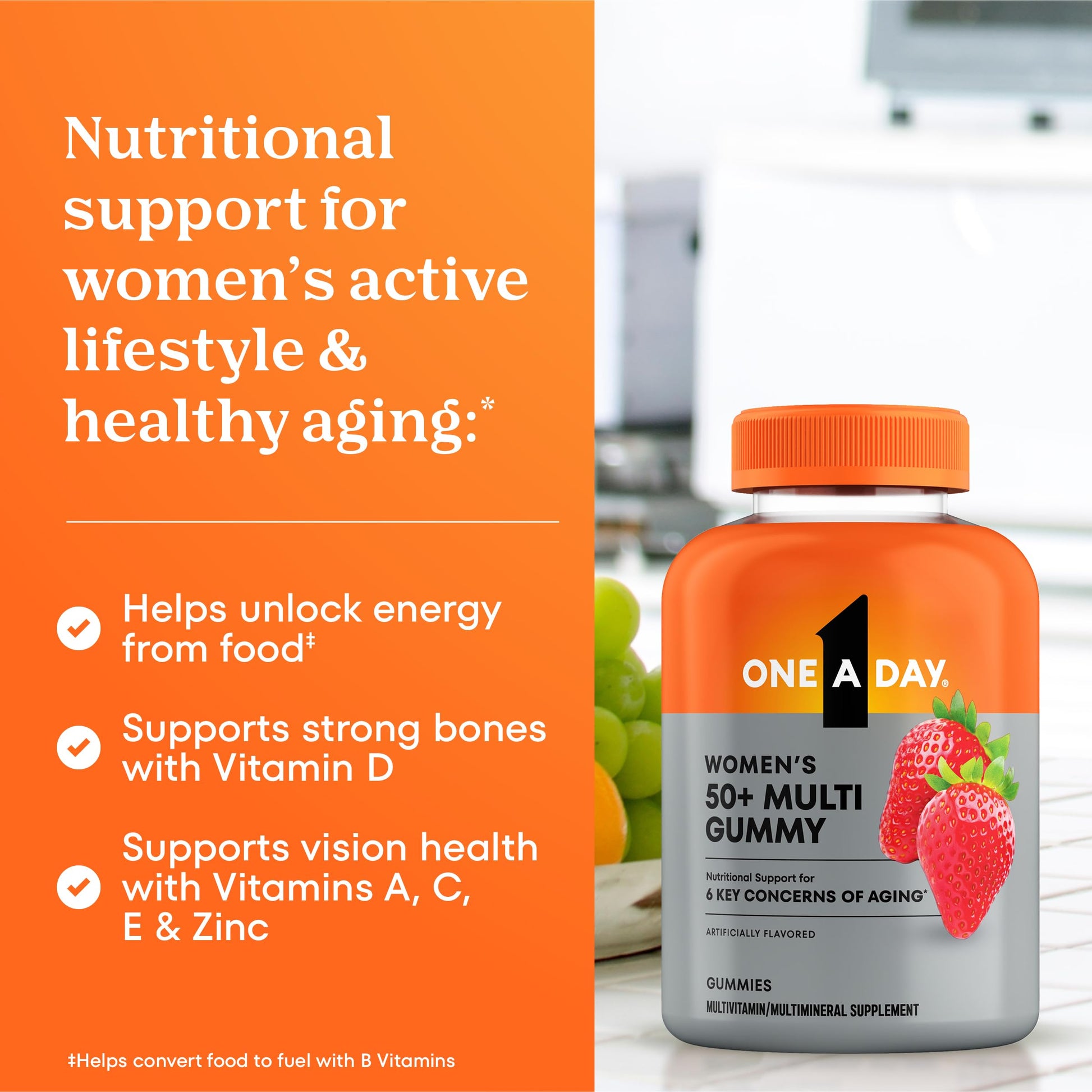 One A Day Multivitamin for Women 50 and Over, Women's Multivitamin Gummy 50 plus for Immune Support ONE A DAYAu supplements