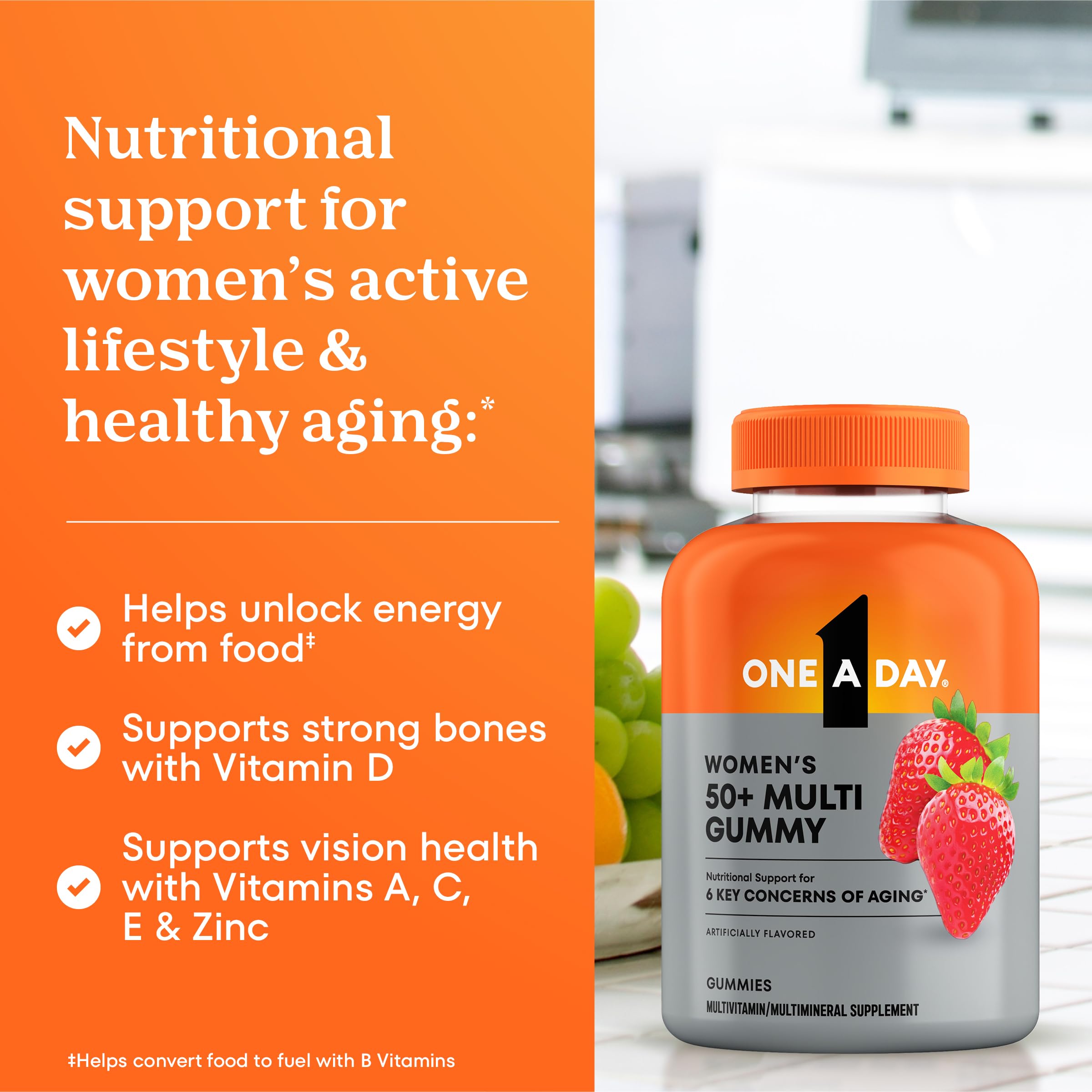 One A Day Multivitamin for Women 50 and Over, Women's Multivitamin Gummy 50 plus for Immune Support ONE A DAYAu supplements