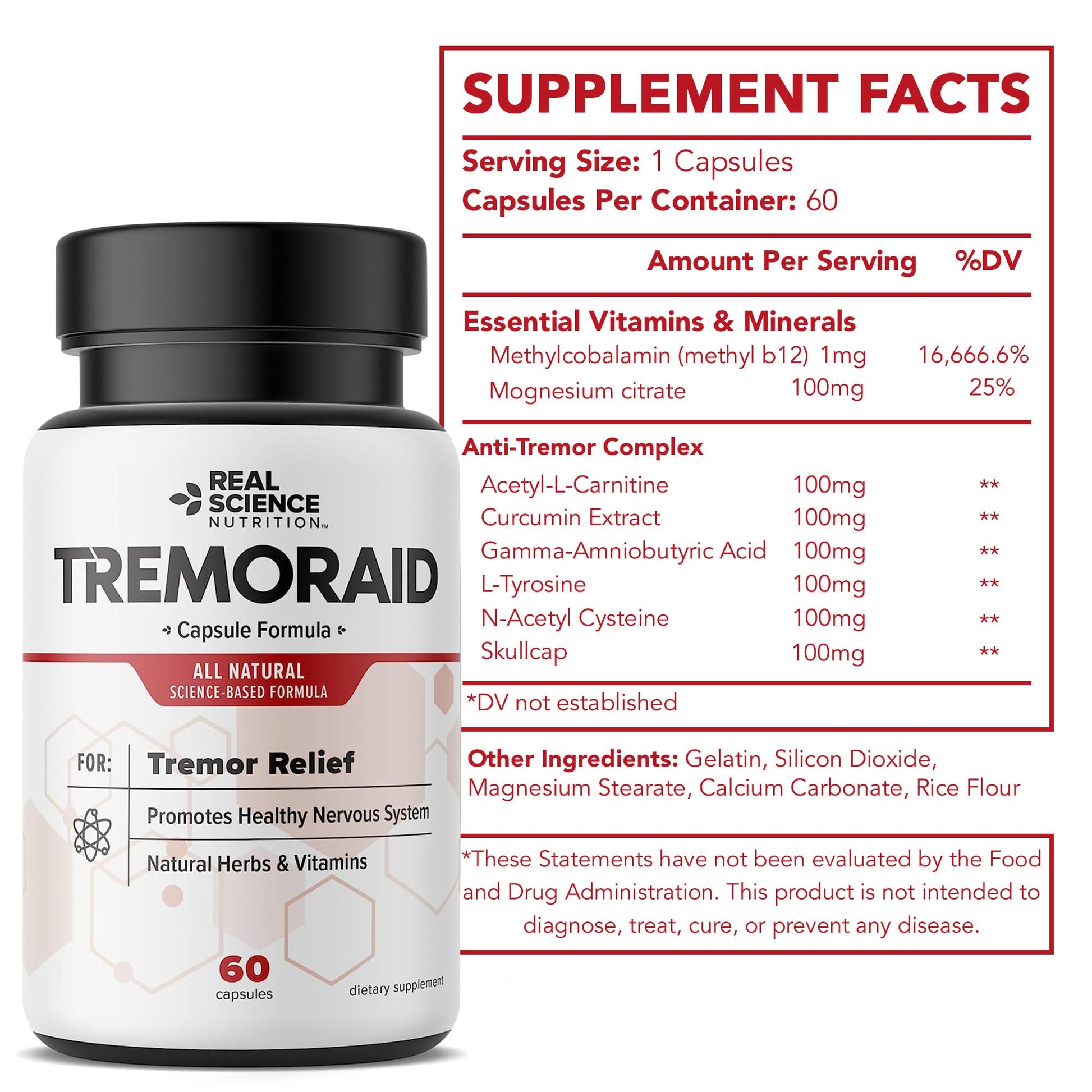 Tremoraid Essential Tremor Relief Supplements (60 Caps)* (3 Bottles) TremoraidAu supplements