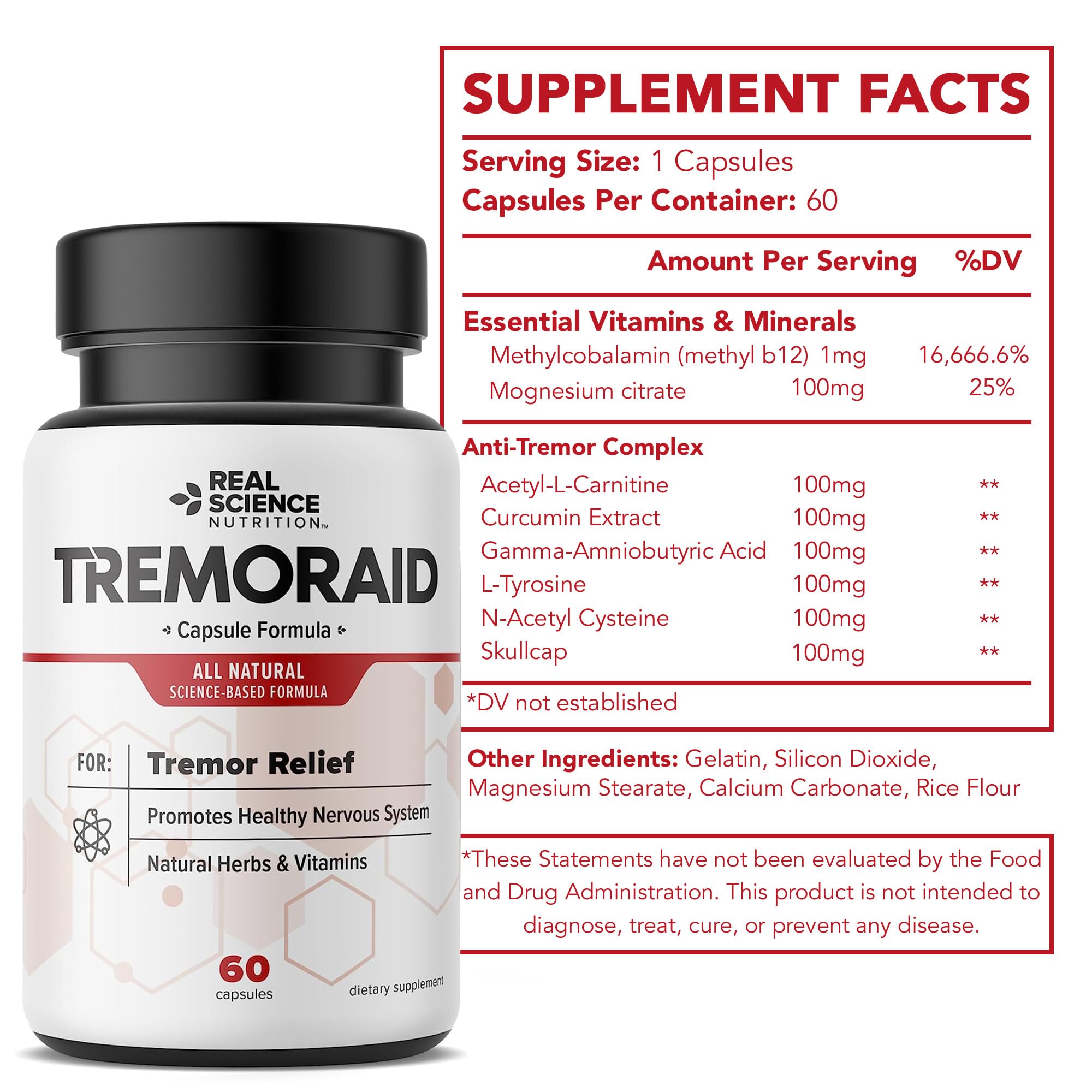 Tremoraid Essential Tremor Relief Supplements (60 Caps)* (3 Bottles) TremoraidAu supplements