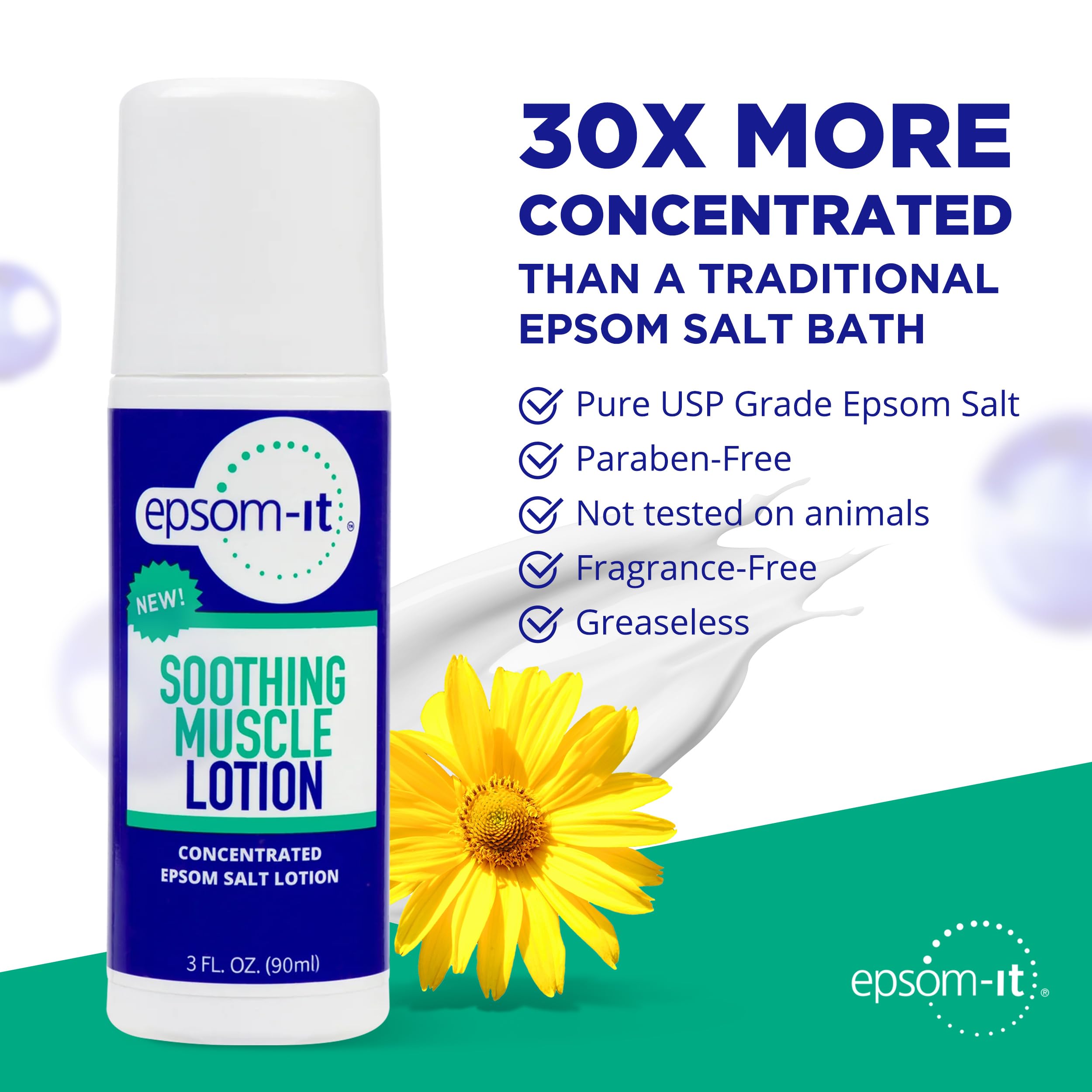 EPSOM-IT Soothing Muscle Lotion - Roll On Epsom Salt Lotion with Arnica for Muscle Stiffness, Leg, Knees and Feet Discomfort, Topical Magnesium Cream, 3oz, 2-Pack EPSOM-ITAu supplements