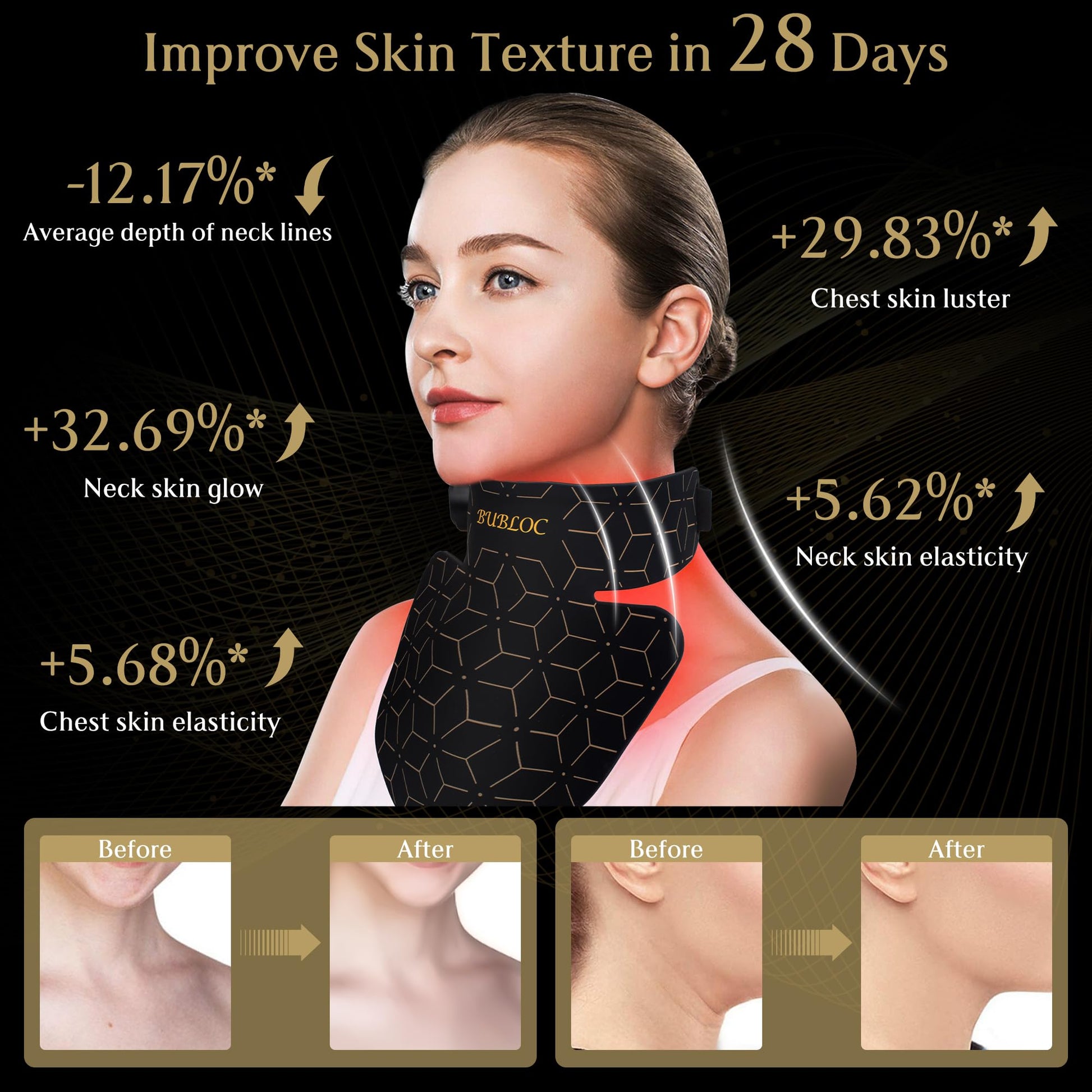 Upgraded Red Light Therapy Mask for Neck & Décolleté, 850 nm Wireless Infrared Light Therapy Suitable BUBLOCAu supplements