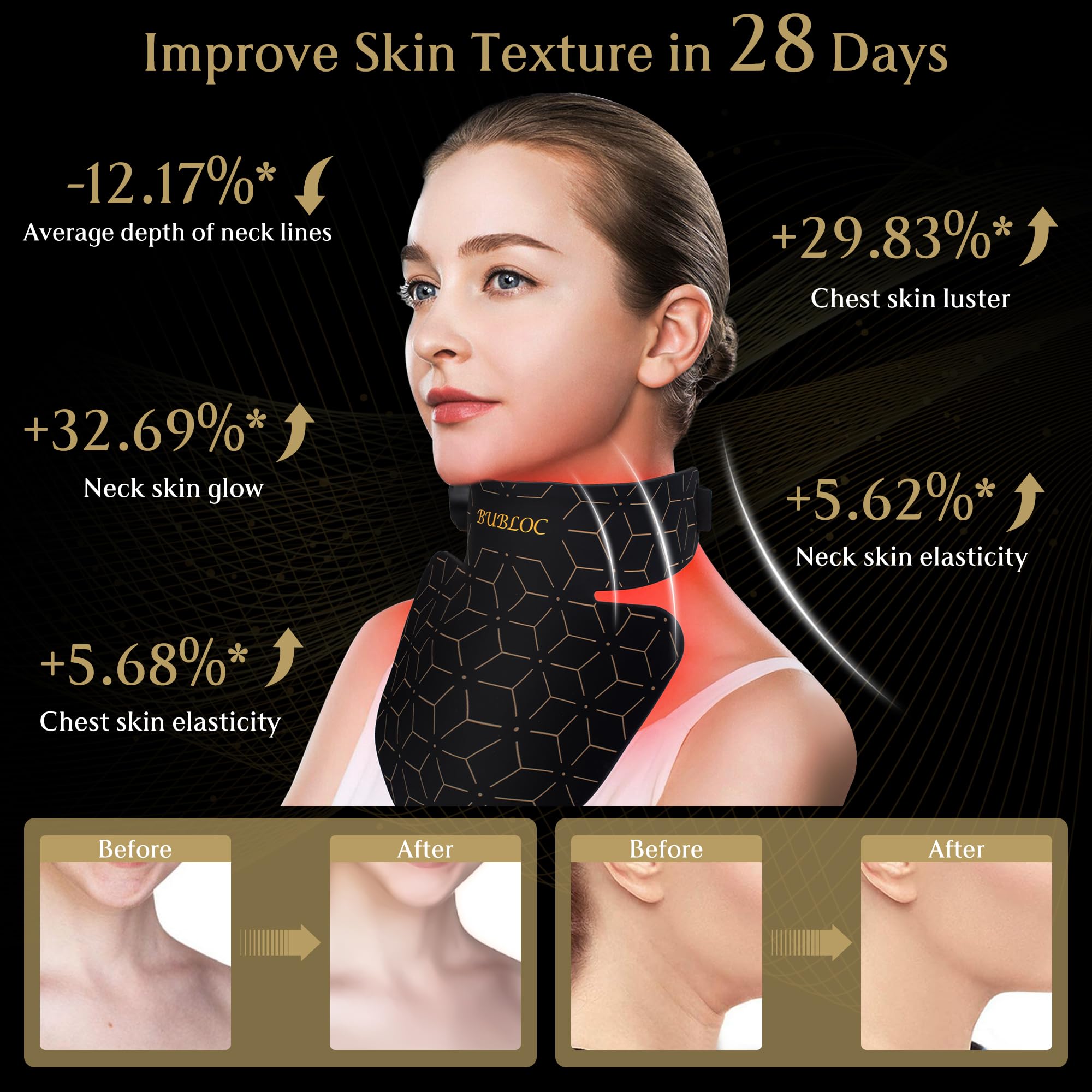 Upgraded Red Light Therapy Mask for Neck & Décolleté, 850 nm Wireless Infrared Light Therapy Suitable BUBLOCAu supplements