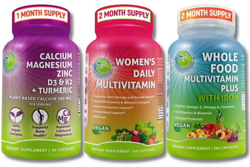 SUPPLEMENTS STUDIO Vegan Bone, Immune, & Energy Support Trio – Whole Food Multivitamin with Iron + Women’s Multivitamin with Iron SUPPLEMENTS STUDIOAu supplements