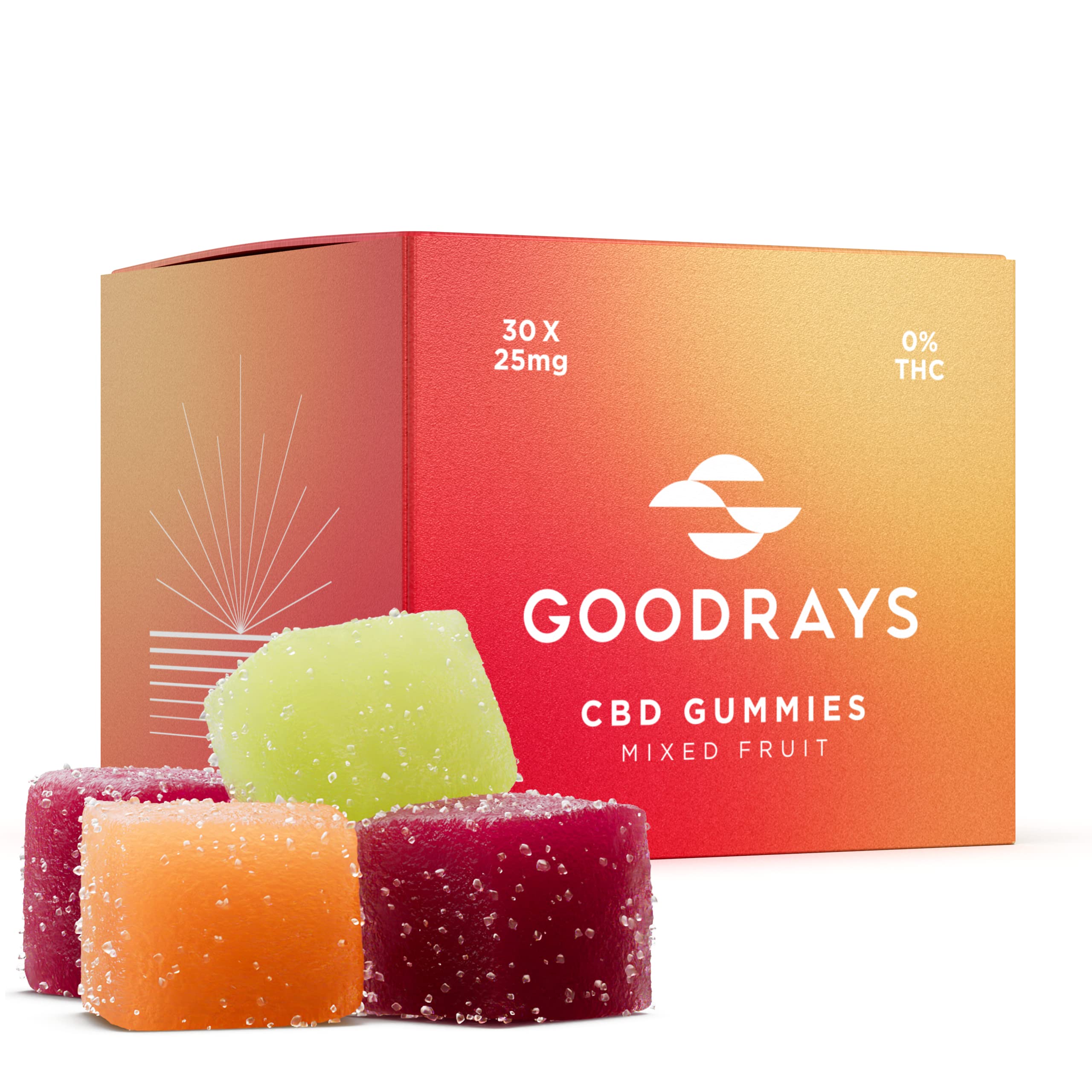 Goodrays - CBD Gummies - High Strength 30 x 25mg Mixed Fruits CBD Edibles GoodraysUS supplements