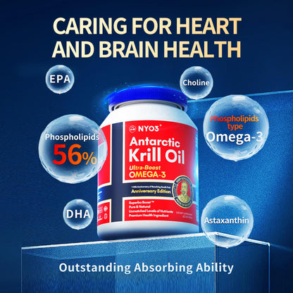 NYO3 Antarctic Krill Oil 1000mg Omega 3 Supplement, EPA & DHA, 90 Softgels Astaxanthin NYO3US supplements