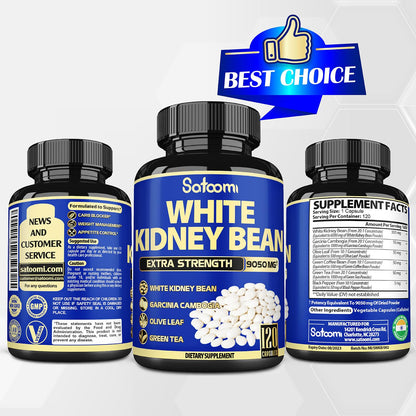 6in1 White Kidney Bean Extract Capsules 9050 Mg - with Garcinia Cambogia, Olive Leaf SatoomiUS supplements