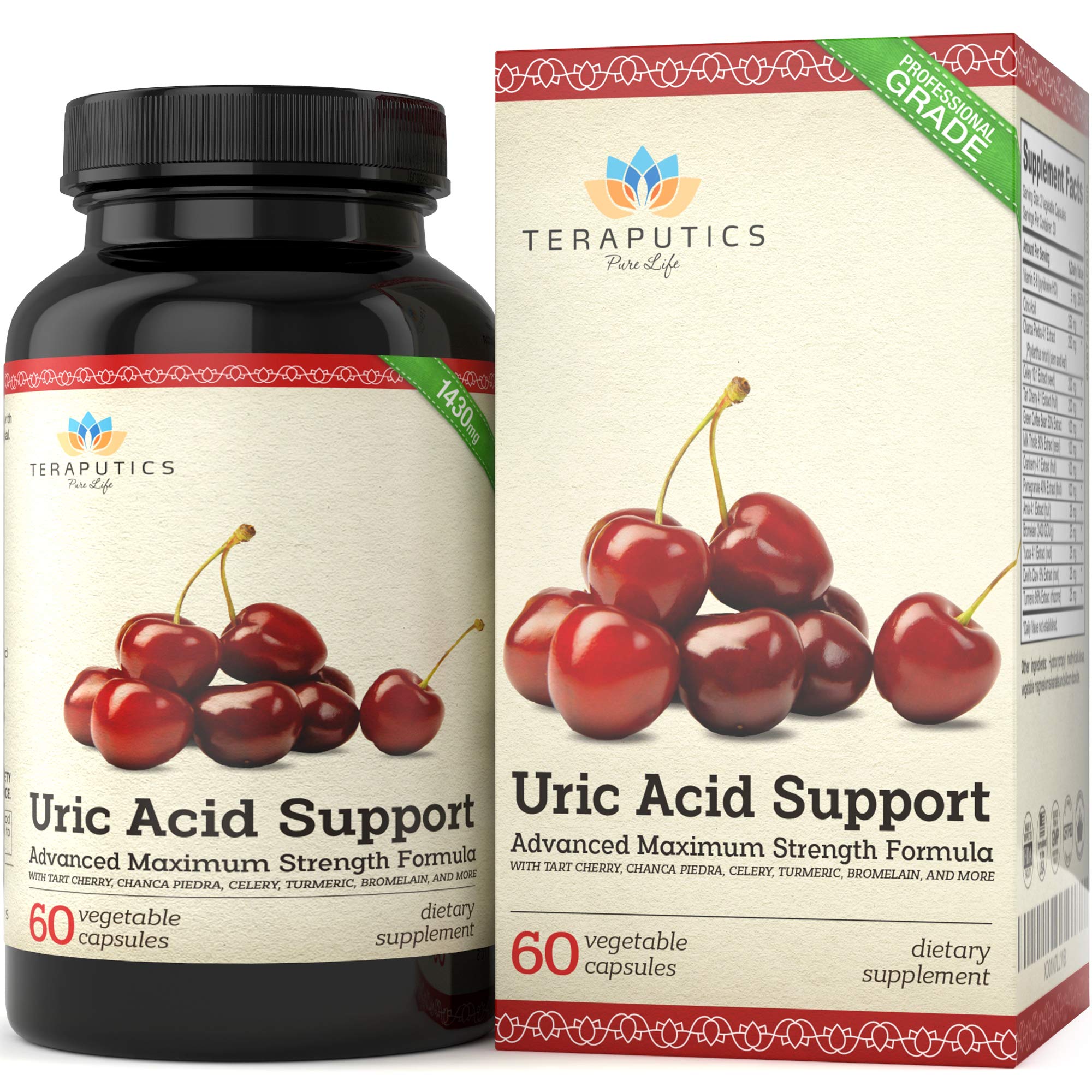 Uric Acid Support Formula | Advanced Uric Acid Cleanse & Kidney Support Supplement - Includes Tart Cherry Concentrate, Celery Seed Extract + 12 More High Potency Ingredients, 60 Veggie Capsules TeraputicsAu supplements