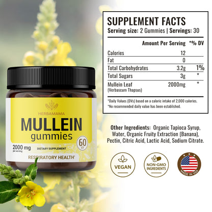 HERBAMAMA Mullein Gummies - Mullein Leaf Dietary Supplement for Respiratory HERBAMAMAUS supplements