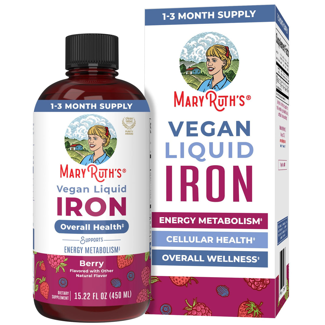 Iron Supplement for Women Men & Kids | Liquid Iron Supplement for Women Men & Kids | Iron for Healthy Blood & Oxygen | Ages 4 & Up | Sugar Free | Vegan | Non-GMO | Gluten Free | 15.22 Fl Oz MARYRUTH'SUS supplements