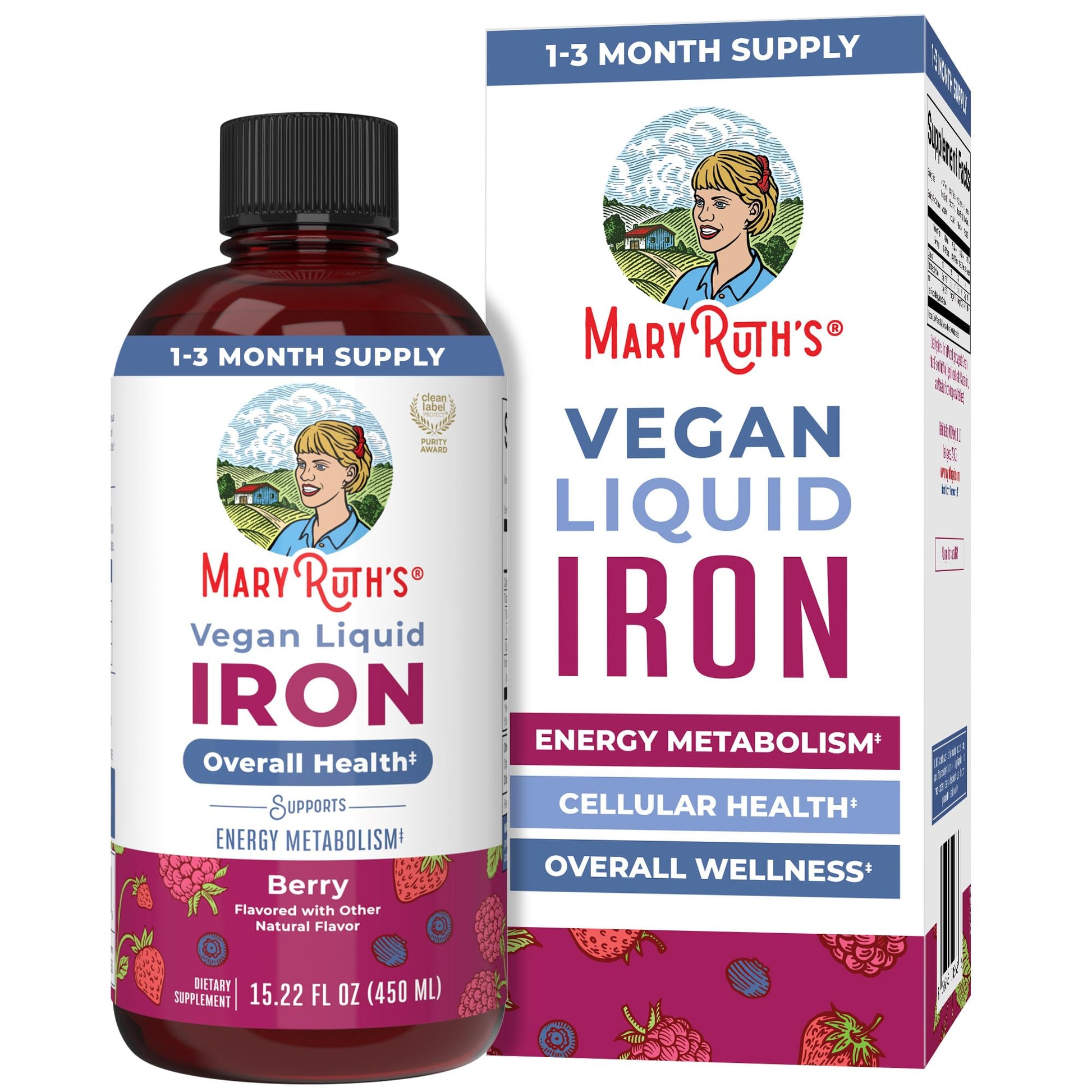 Iron Supplement for Women Men & Kids | Liquid Iron Supplement for Women Men & Kids | Iron for Healthy Blood & Oxygen | Ages 4 & Up | Sugar Free | Vegan | Non-GMO | Gluten Free | 15.22 Fl Oz MARYRUTH'SUS supplements