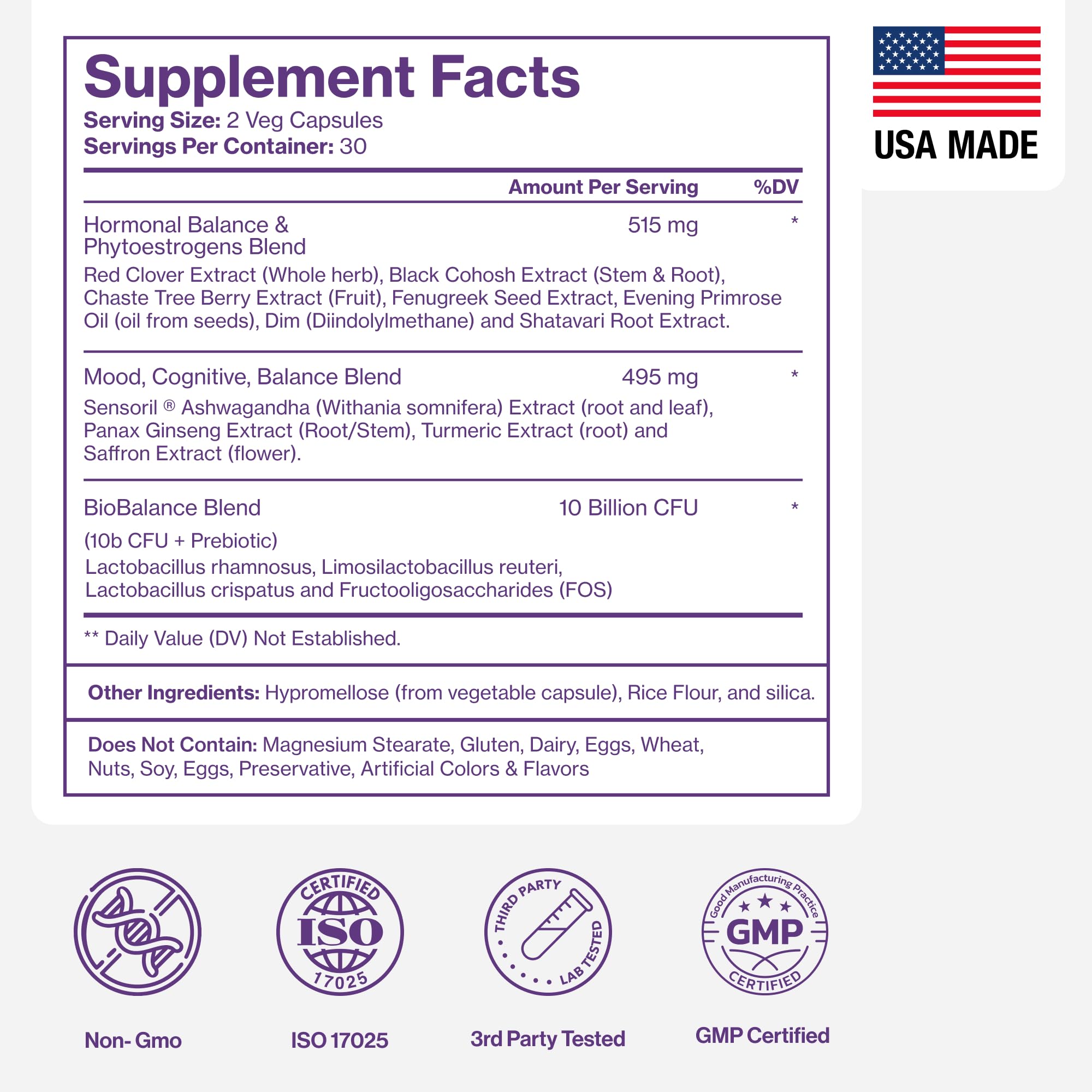 Menopause Supplements for Women - Natural Hormone Balance - Hot Flashes, Night Sweats, Sleep & Mood Support. with Sensoril® Ashwagandha, DIM, Chaste Berry & Black Cohosh Root - 60 Count Pure MicronutrientsAu supplements