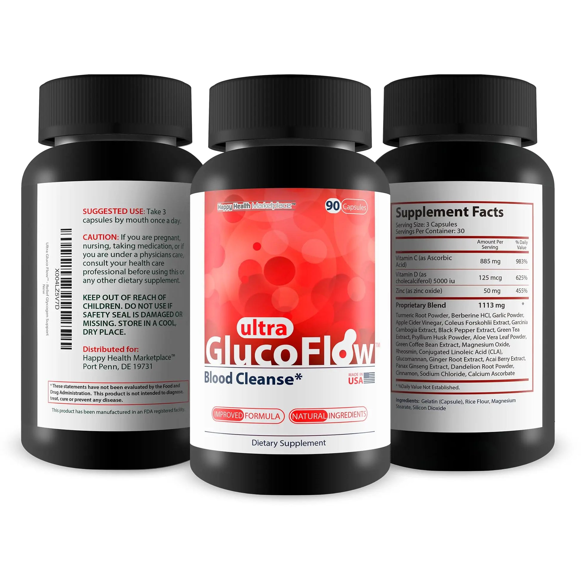 Ultra Gluco Flow - Improved Formula - Our Best Blood Cleanse Detox Cleanse Blood Support Pills - Blood Health Blood Circulation Pills Detox Cleanse Blood Gluco Bio Sweet Relief Glycogen Support Happy Health Marketplacenz supplements