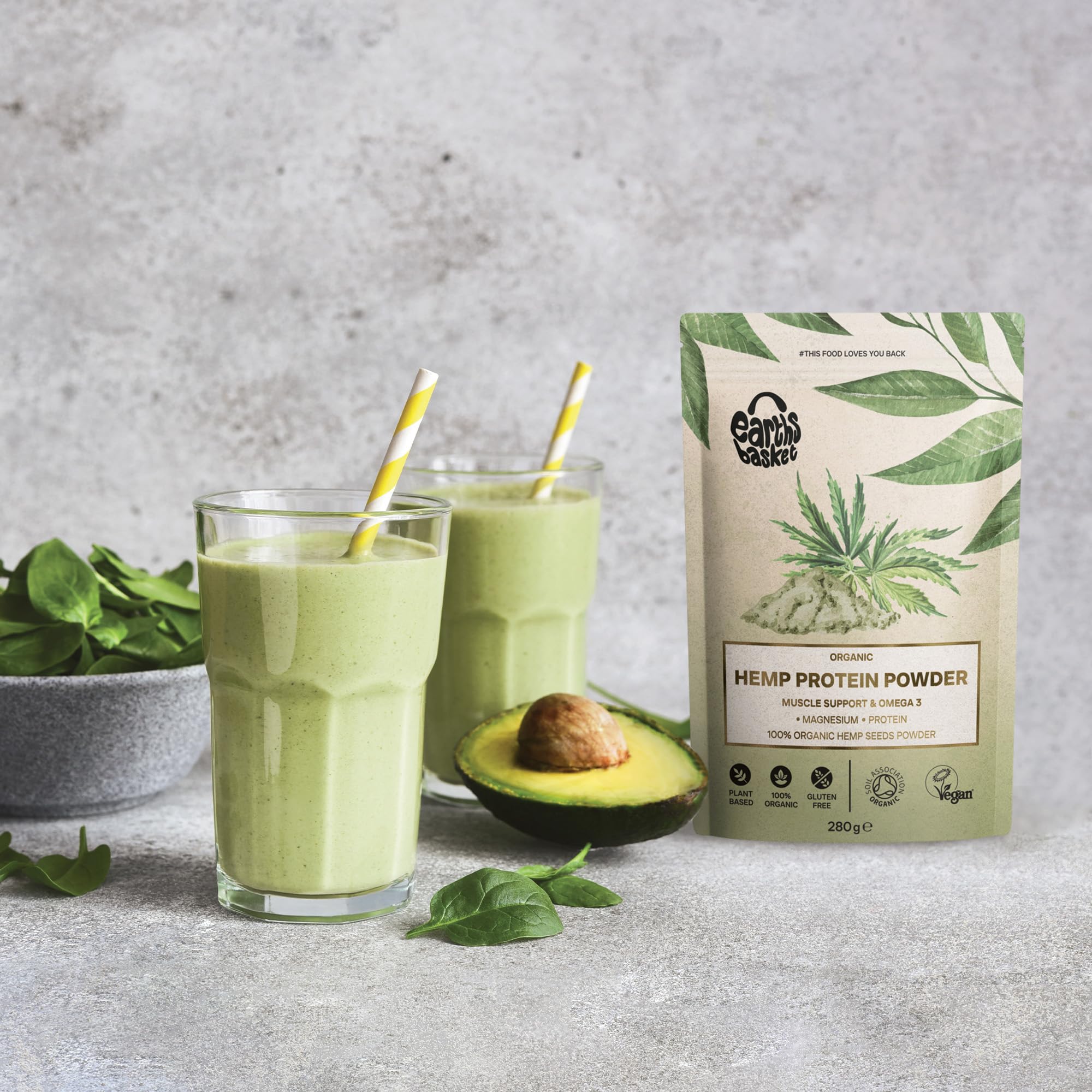 Earths Basket Organic Hemp Protein Powder,280g Natural, Unflavoured, Vegan, Gluten Free EARTHS BASKETAu supplements