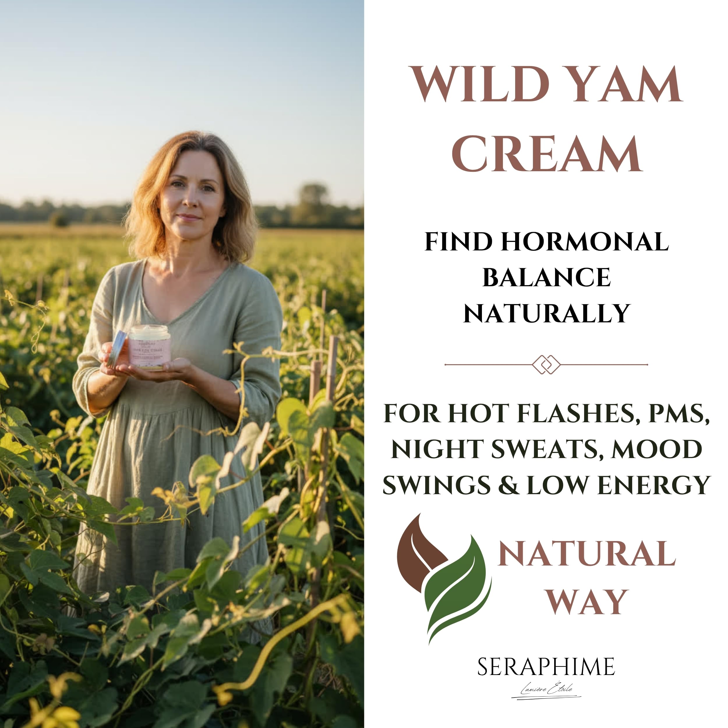Seraphime Wild Yam Cream for Hormone Balance - Gift for Mom - Menopause and PMS Support for Women - Wild Yam Balancing Cream - Hot Flashes, Night Sweats, Mood Swings, Low Energy - Lavender 4oz SeraphimeAu supplements