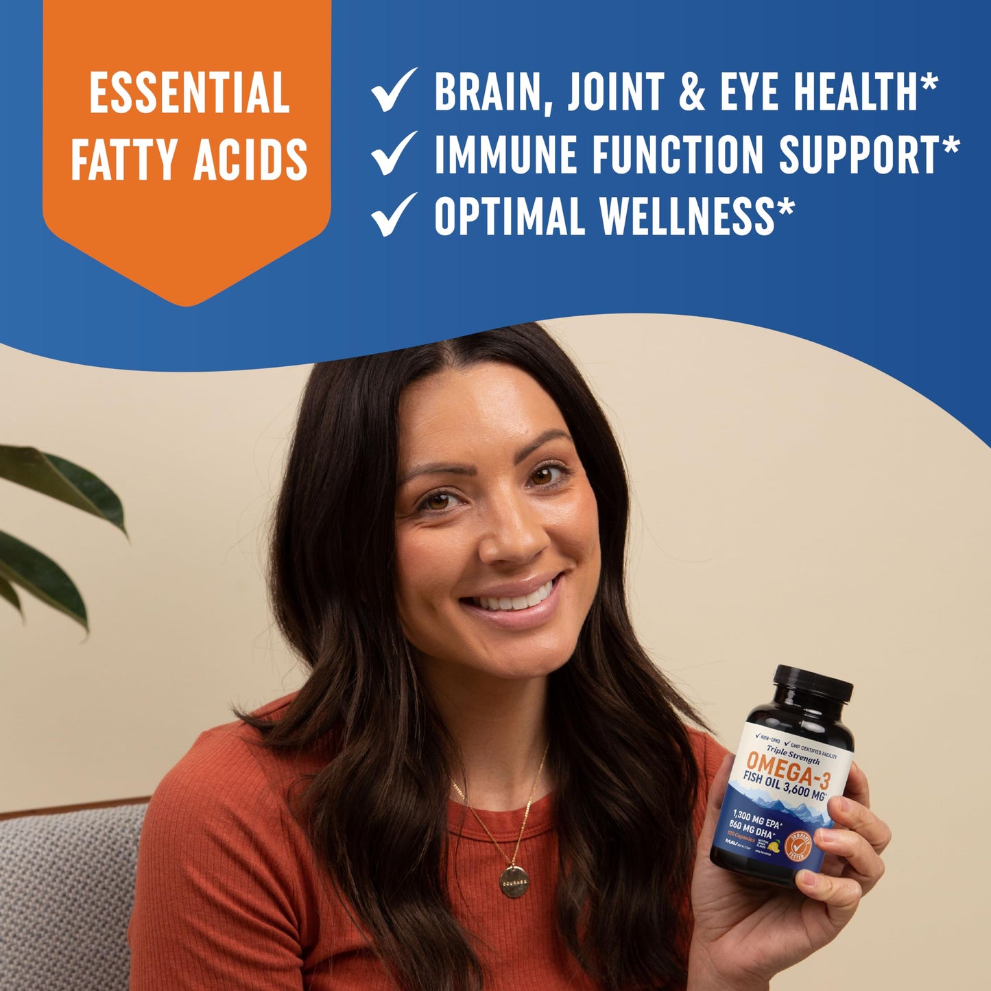 Triple Strength Omega 3 Fish Oil | 3600 mg EPA & DHA | Over 2100mg of Omega 3 Fatty MAV NUTRITIONUS supplements