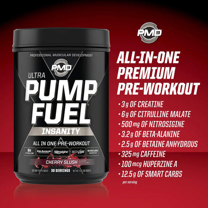PMD Sports Ultra Pump Fuel Insanity - Pre Workout – Cherry Slush (30 Servings) PMDUS supplements