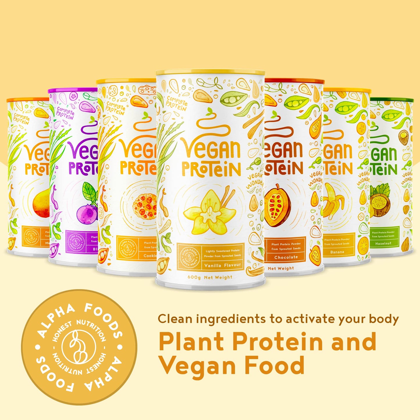 Vegan Protein Powder Vanilla - 1.2kg(80 servings) - 100% Plant Based Protein Powders Alpha FoodsUS supplements