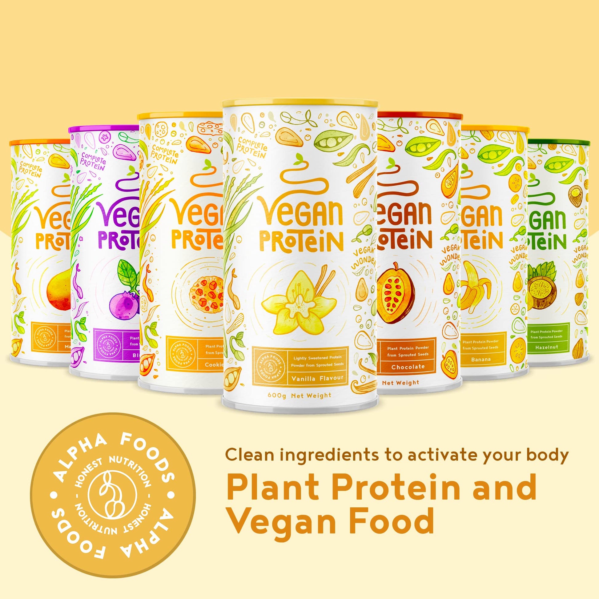 Vegan Protein Powder Vanilla - 1.2kg(80 servings) - 100% Plant Based Protein Powders Alpha FoodsAu supplements