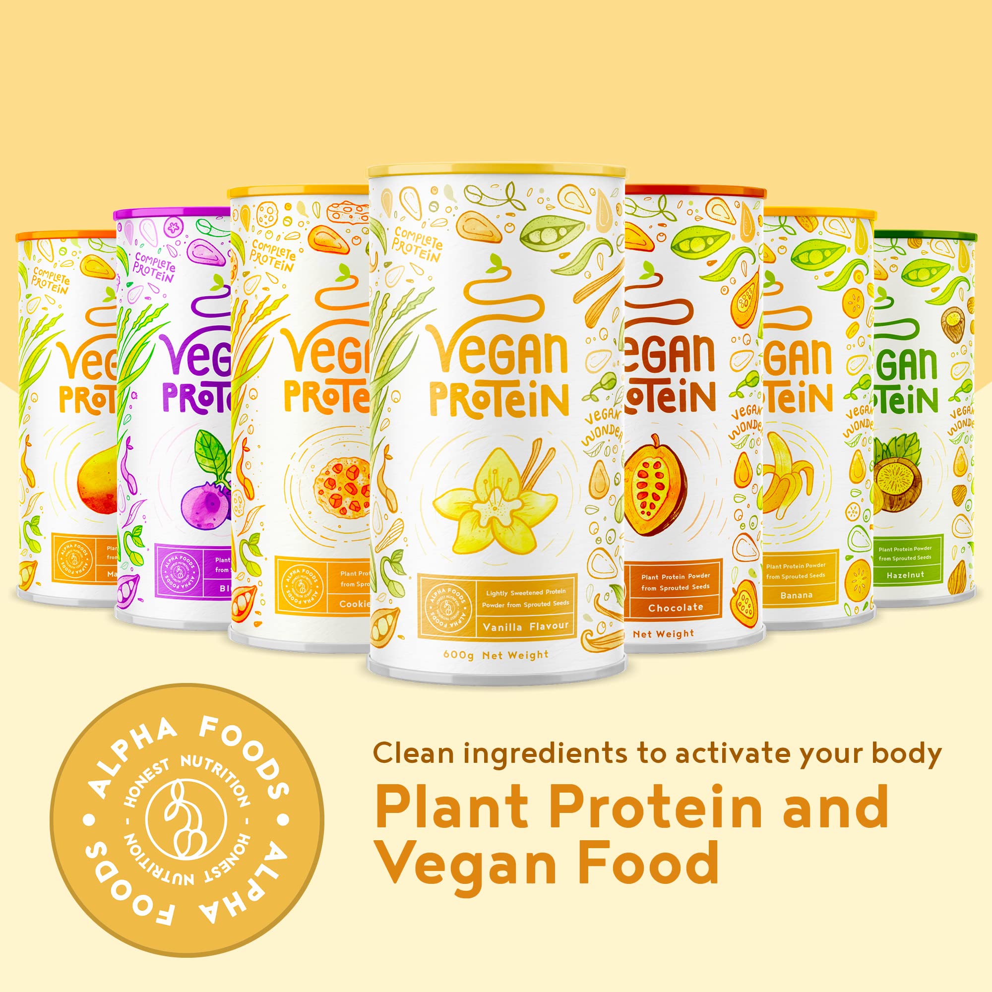 Vegan Protein Powder Vanilla - 1.2kg(80 servings) - 100% Plant Based Protein Powders Alpha FoodsAu supplements