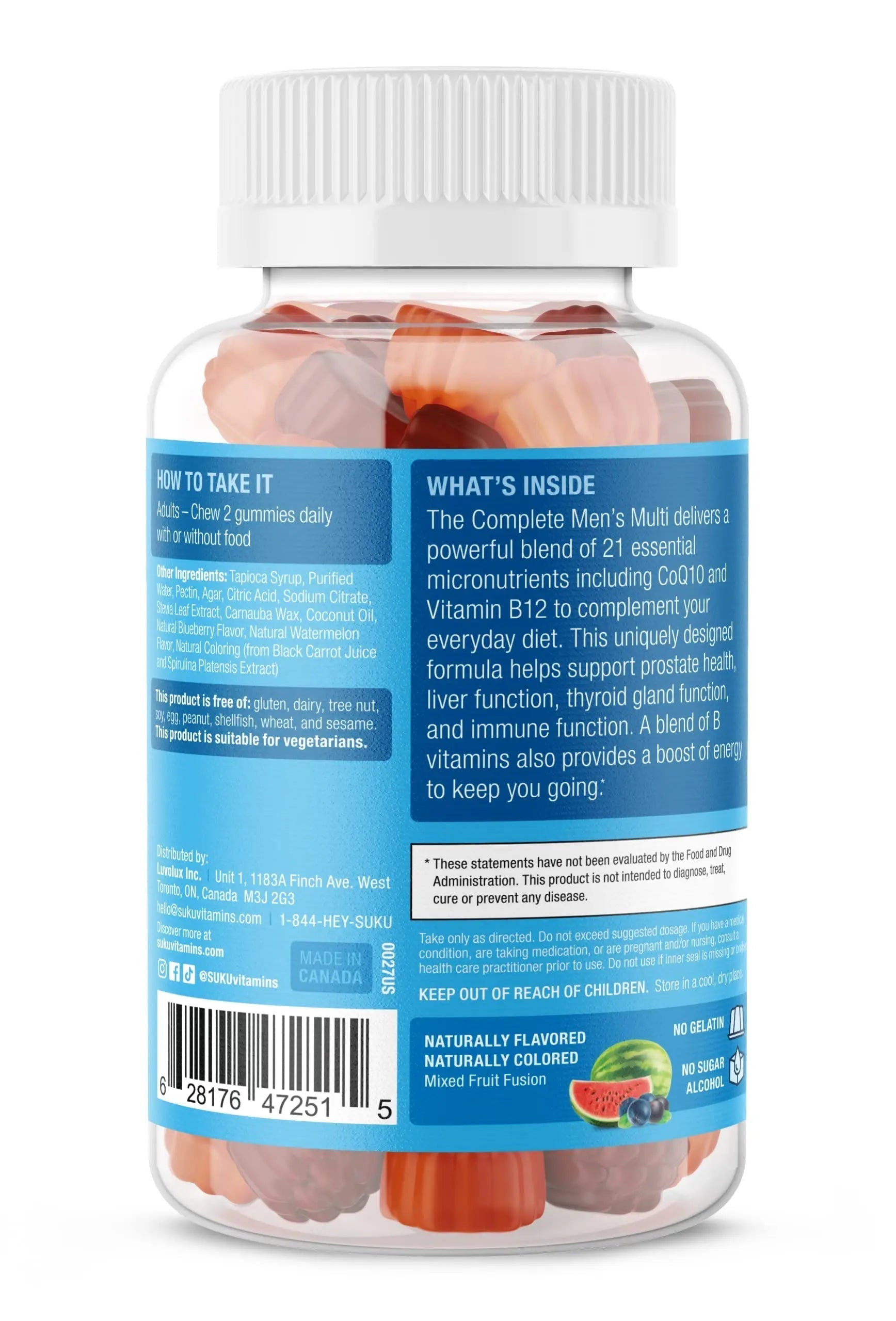 SUKU Men's Daily Multivitamin Gummies – Vitamins A, B12, C, D3, E, Zinc, CoQ10 & Lycopene – Prostate, Heart & Immune Support SUKUAu supplements