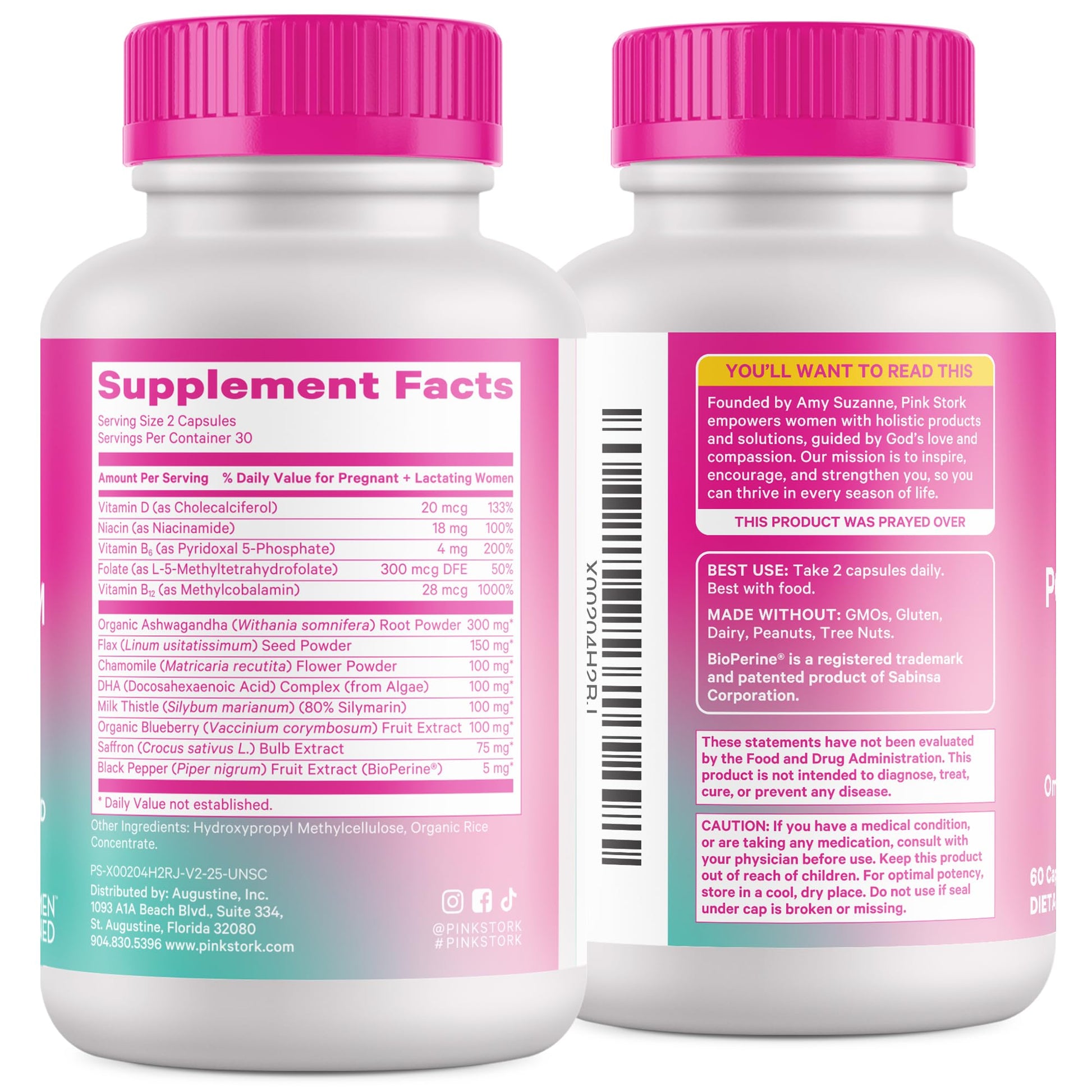 Pink Stork Postpartum Mood Support - Postnatal Hormone Balance for Women - Breastfeeding Friendly - Stress & Cognitive Support, New Mom Essentials - Ashwagandha, Chamomile, & Vitamin D, 60 Capsules Pink StorkAu supplements