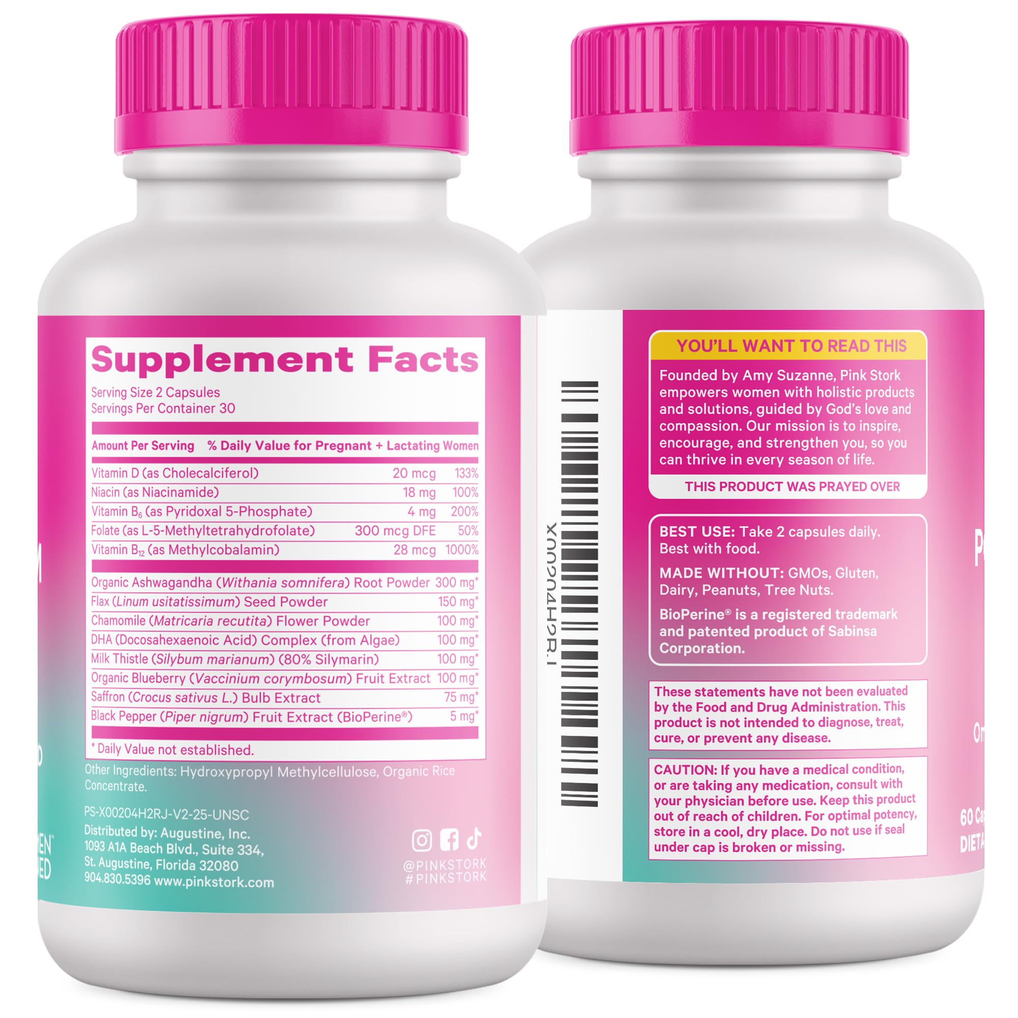 Pink Stork Postpartum Mood Support - Postnatal Hormone Balance for Women - Breastfeeding Friendly - Stress & Cognitive Support, New Mom Essentials - Ashwagandha, Chamomile, & Vitamin D, 60 Capsules Pink StorkAu supplements
