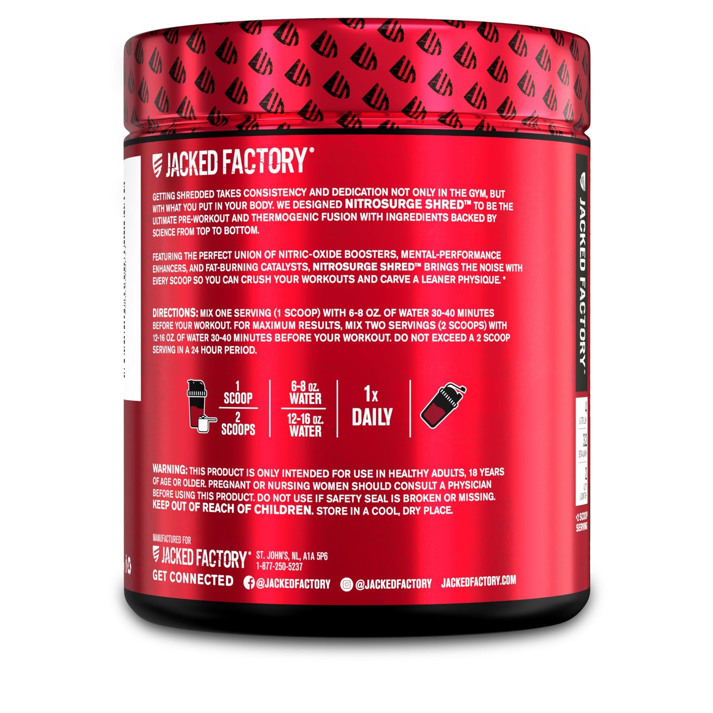 Jacked Factory NITROSURGE Shred Pre Workout Supplement - Energy Booster, Instant Strength Gains, Sharp Focus, Powerful Pumps - Nitric Oxide Booster & PreWorkout Powder Jacked FactoryUS supplements