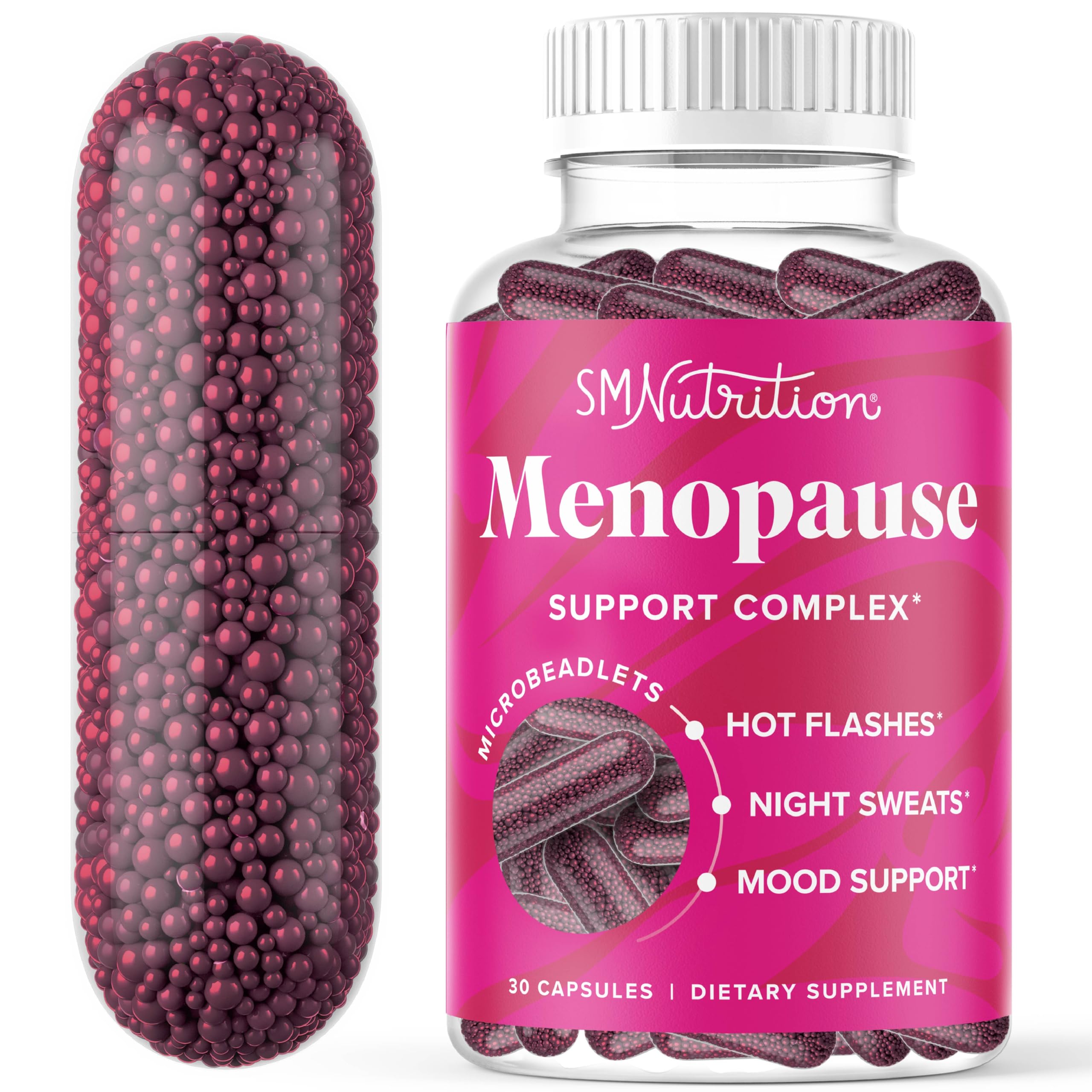 Menopause Vitamins Beadlets with Black Cohosh, Red Clover & More | Hot Flashes, Night Sweats & Mood Support | Menopause Supplements for Women with Dong Quai, Chaste Tree Berry & DIM | Non-GMO 30ct SMNutritionAu supplements