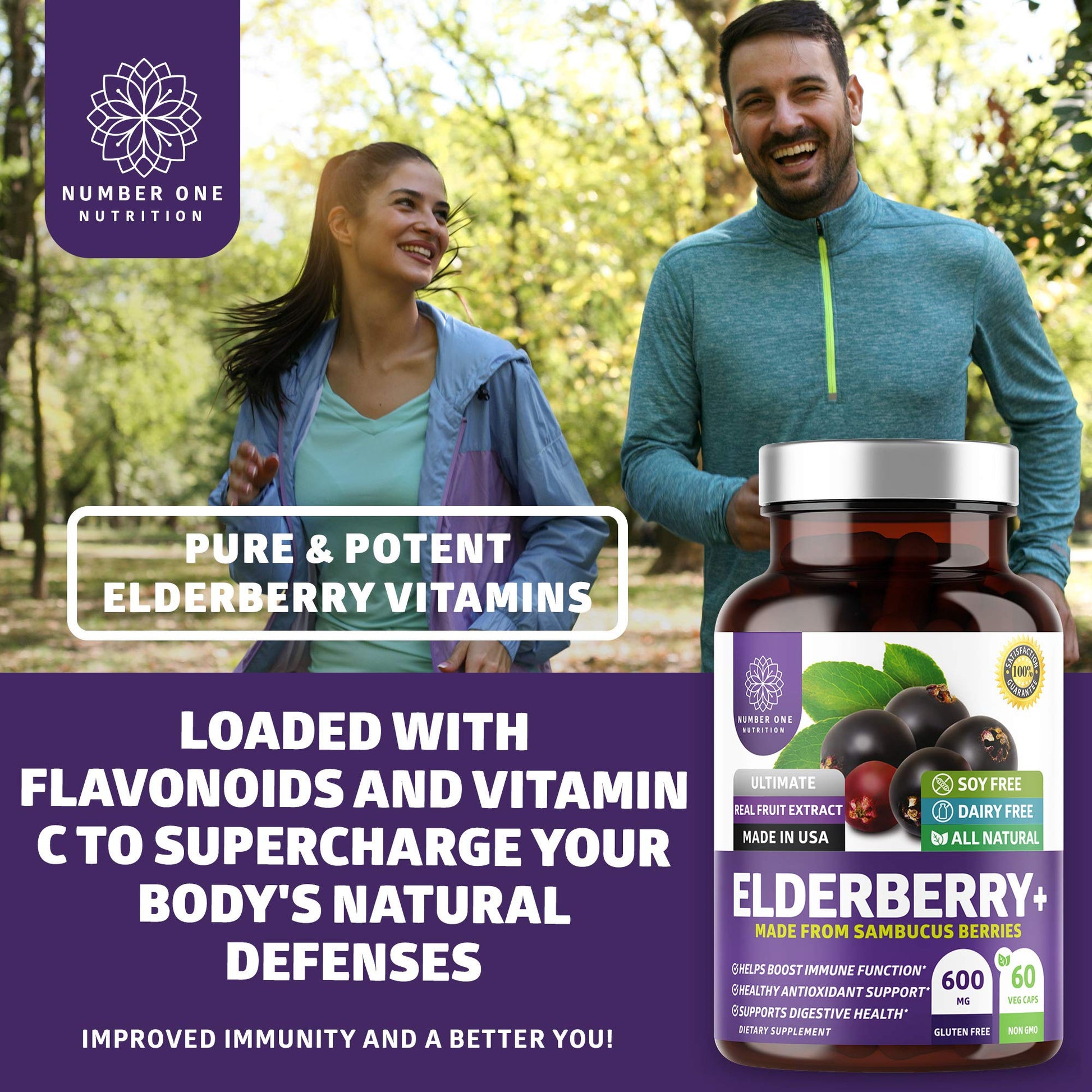 N1N Premium Black Elderberry Capsules for Adults [Max Strength] Pure and Potent Elderberry from Sambucus Nigra to Support Immunity & Skin Health, Non-GMO, Gluten Free, 60 Veg Caps Number One NutritionAu supplements