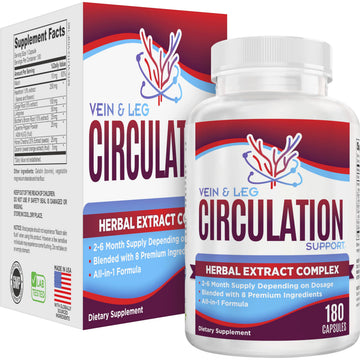 Vein & Leg Circulation (2-Month) Support Supplement with 8 Active Ingredients in 1 Formula | Leg + Vein | Blood Circulation Support Supplements | 60-Day Bulk Supply | 180 Capsules Elevate Recovery SupplementsAu supplements