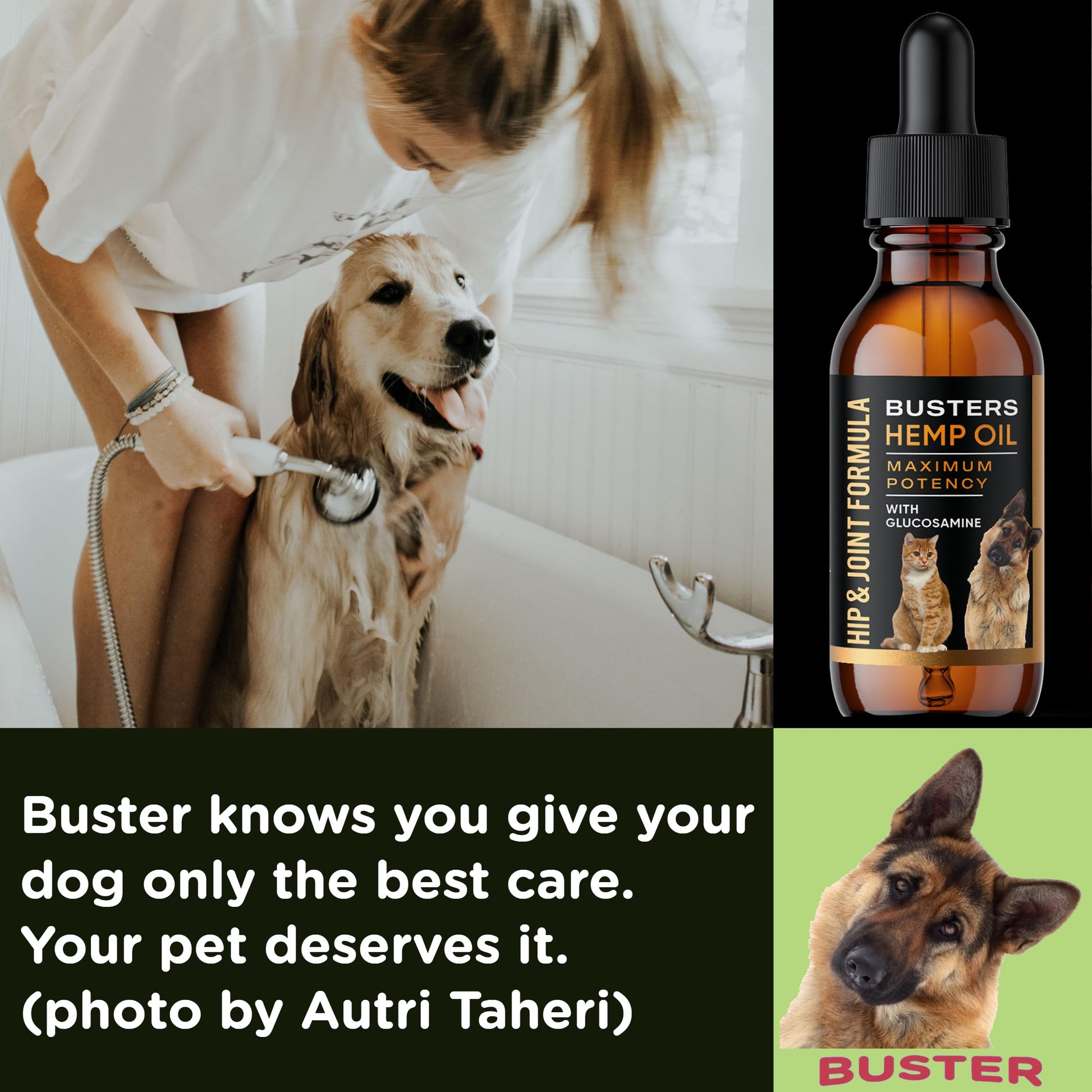 Busters Hip and Joint Hemp Oil Formula enriched with Glucosamine, Pain Relief for Dogs and Pets, Arthritis, and Advanced Mobility Support K2xLabsAu supplements