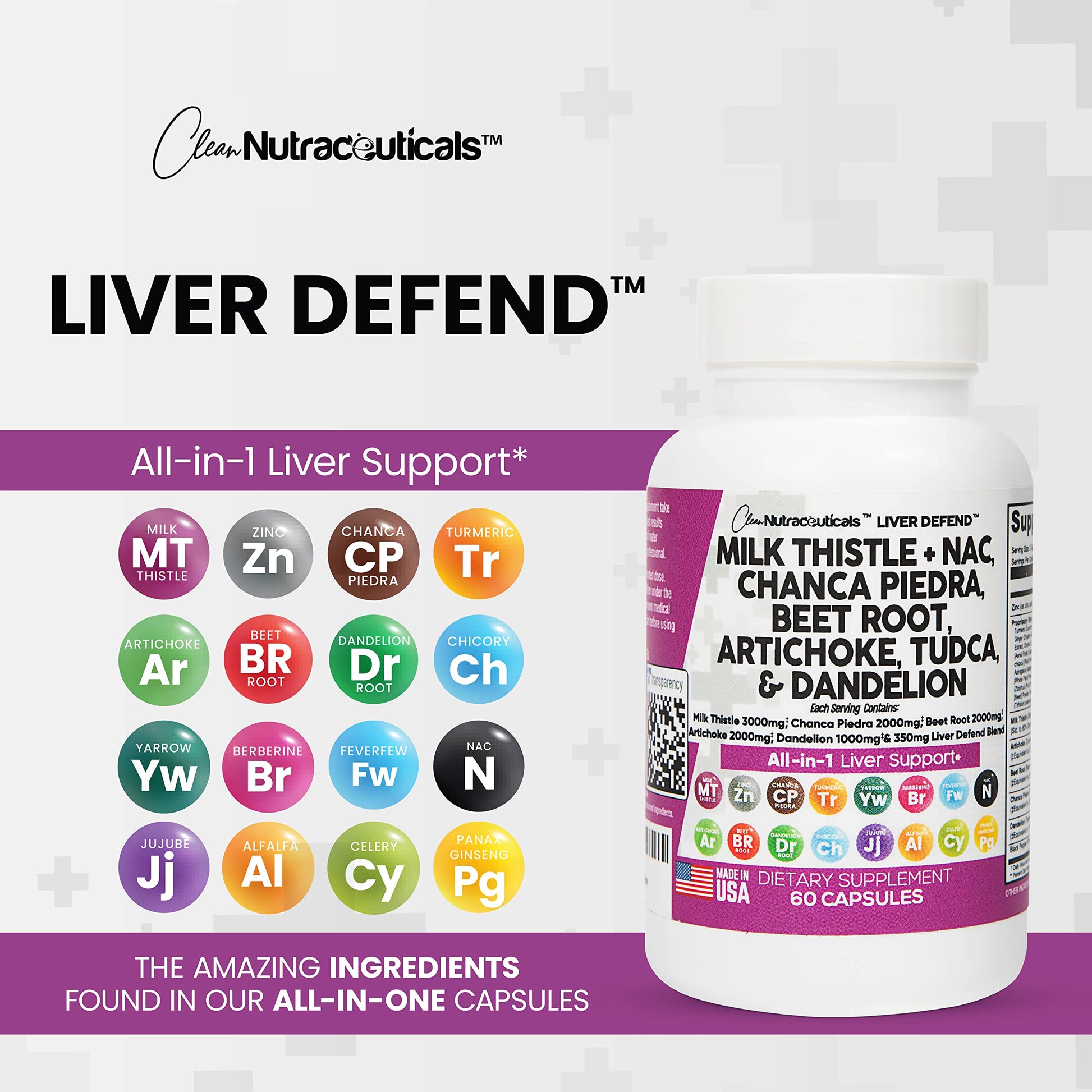 Milk Thistle 3000mg NAC Chanca Piedra 2000mg Beet Root 2000mg Clean NutraceuticalsUS supplements