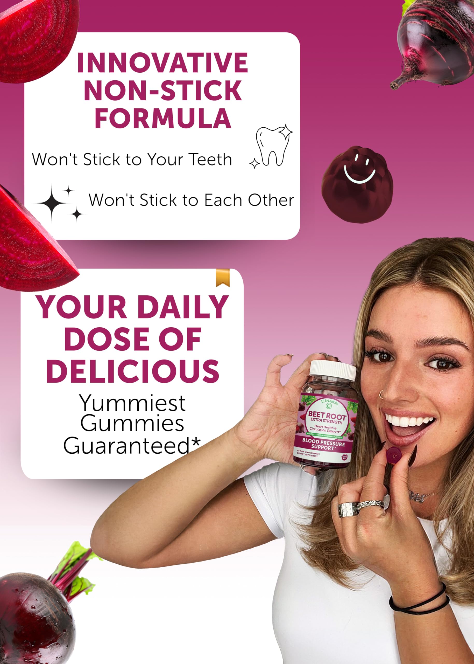 Lunakai USA Made Beet Root Gummies with Antioxidant Blend - Delicious Non-GMO Beet Chews, 60ct LunakaiAu supplements