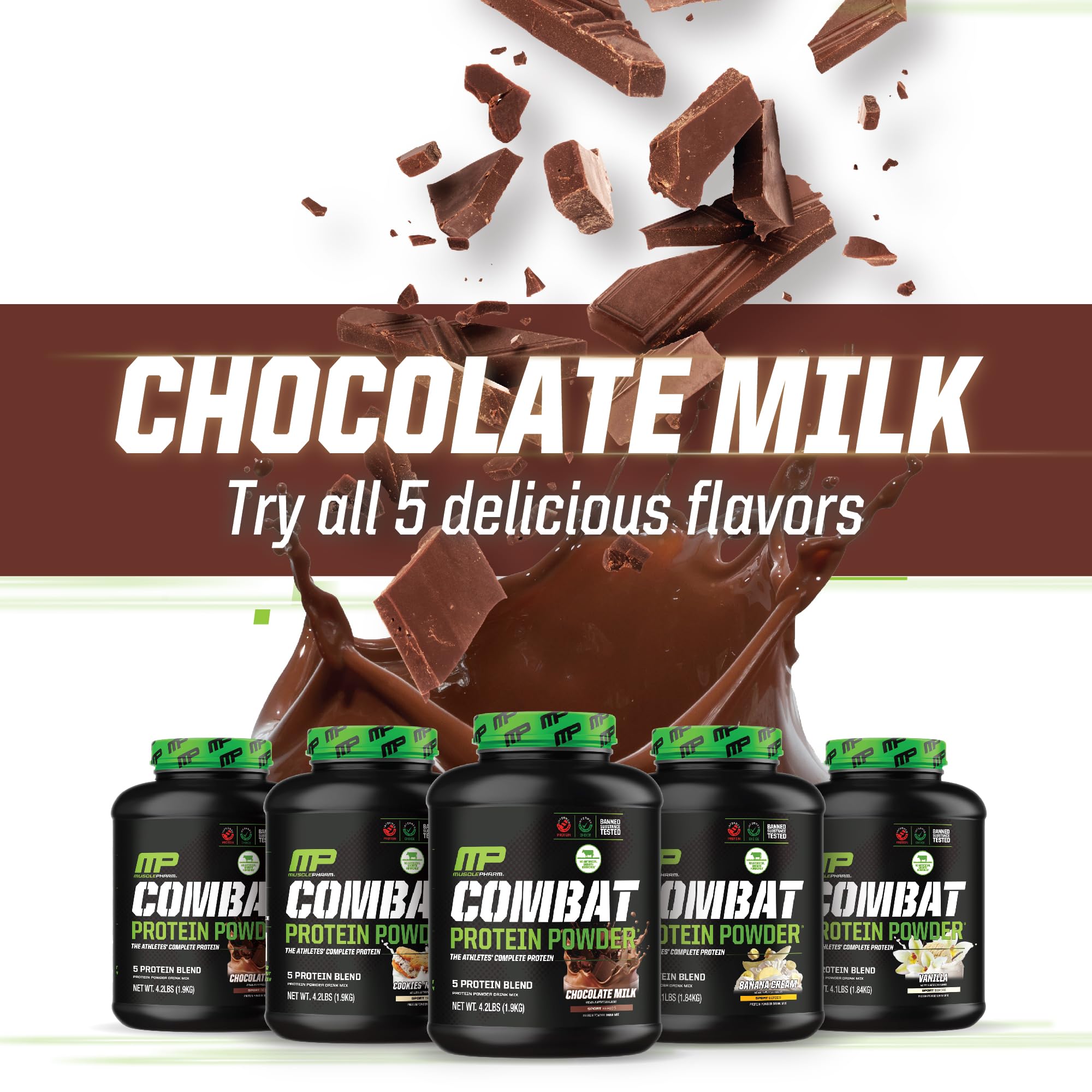 Muscle Pharm Combat Protein Powder, Fuels Muscles for Productive Workouts, 5 Protein Muscle PharmUS supplements