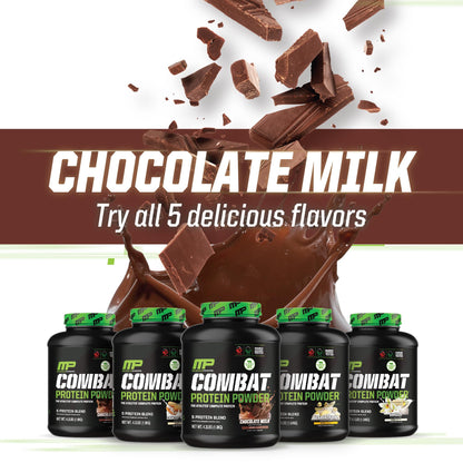 MusclePharm Combat Protein Powder, Chocolate Milk - 4 lb - Gluten Free - 52 Servings Muscle PharmUS supplements