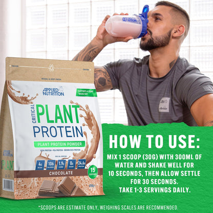 Applied Nutrition Plant Protein Powder – Critical Plant Vegan Protein Shake with SOYA, Pea, Brown Rice Proteins Applied NutritionUS supplements