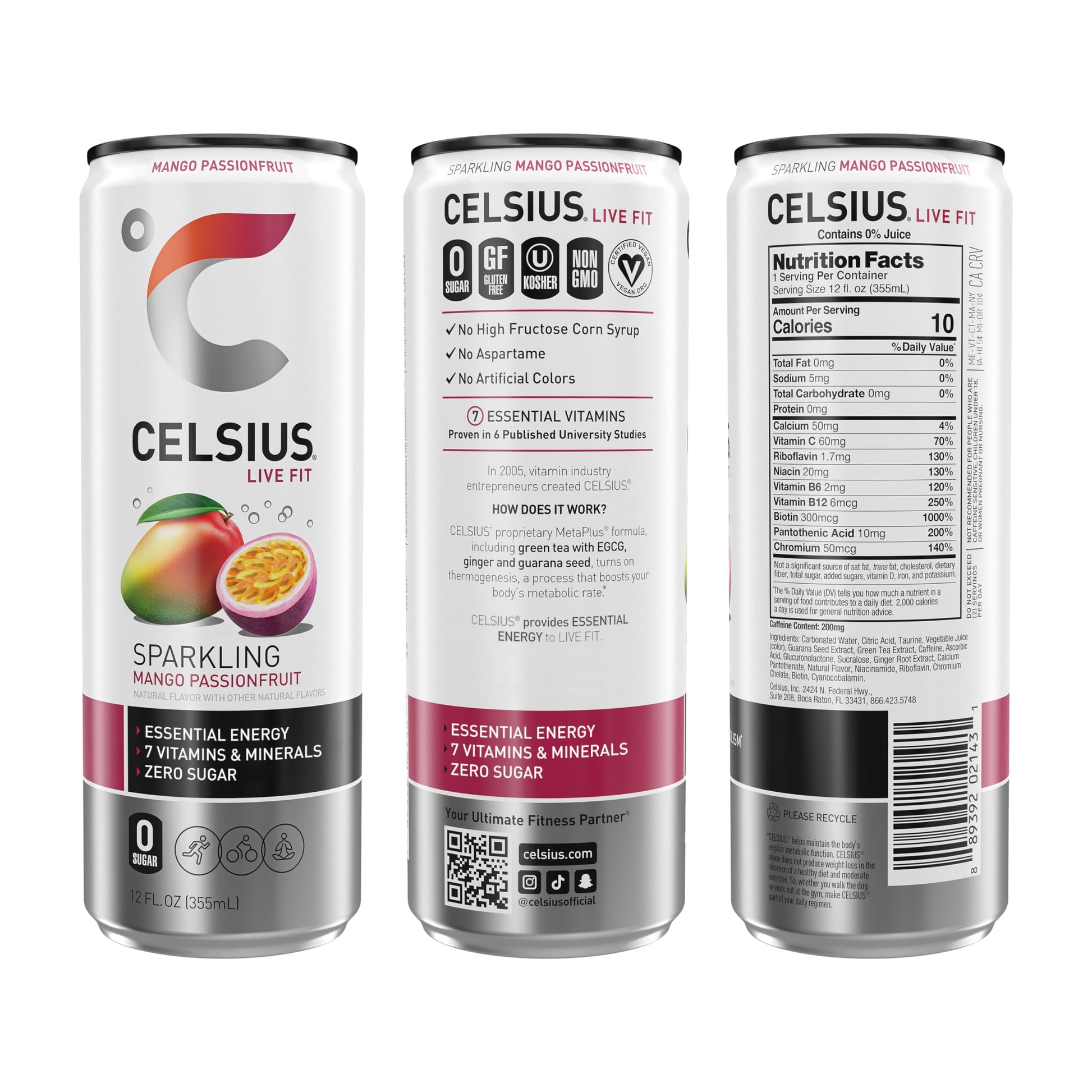 CELSIUS Sparkling Mango Passionfruit, Functional Essential Energy Drink 12 Fl Oz CELSIUSUS supplements