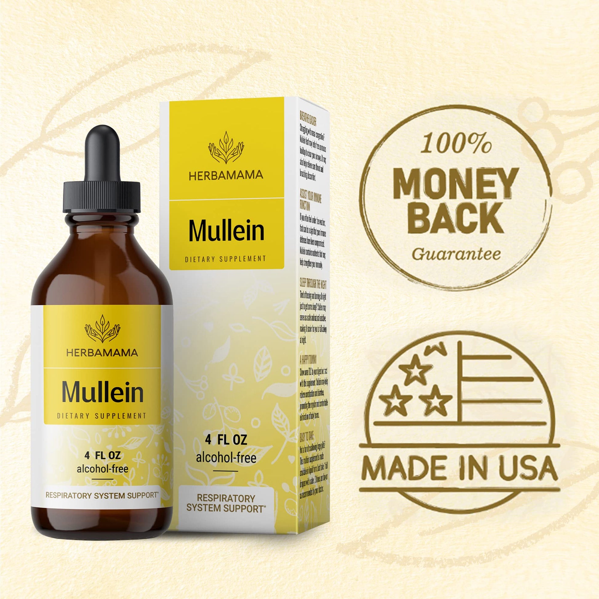 Mullein Leaf Tincture - Lung Cleanse - Vegan Mullein Drops - Lung Detox HERBAMAMAUS supplements