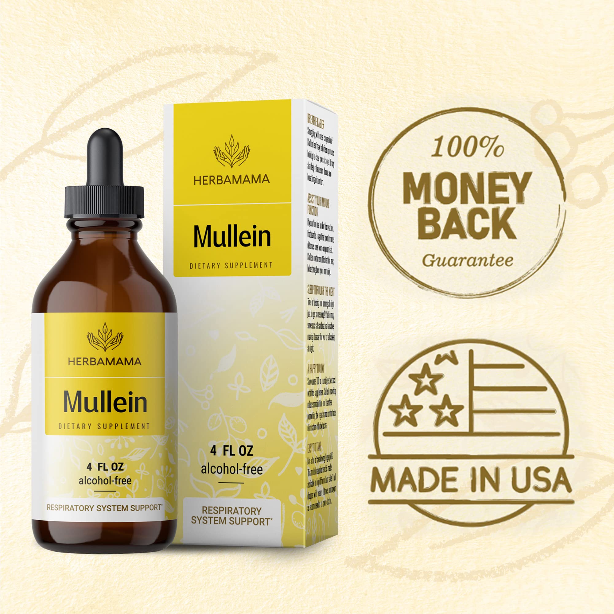 Mullein Leaf Tincture - Lung Cleanse - Vegan Mullein Drops - Lung Detox HERBAMAMAUS supplements