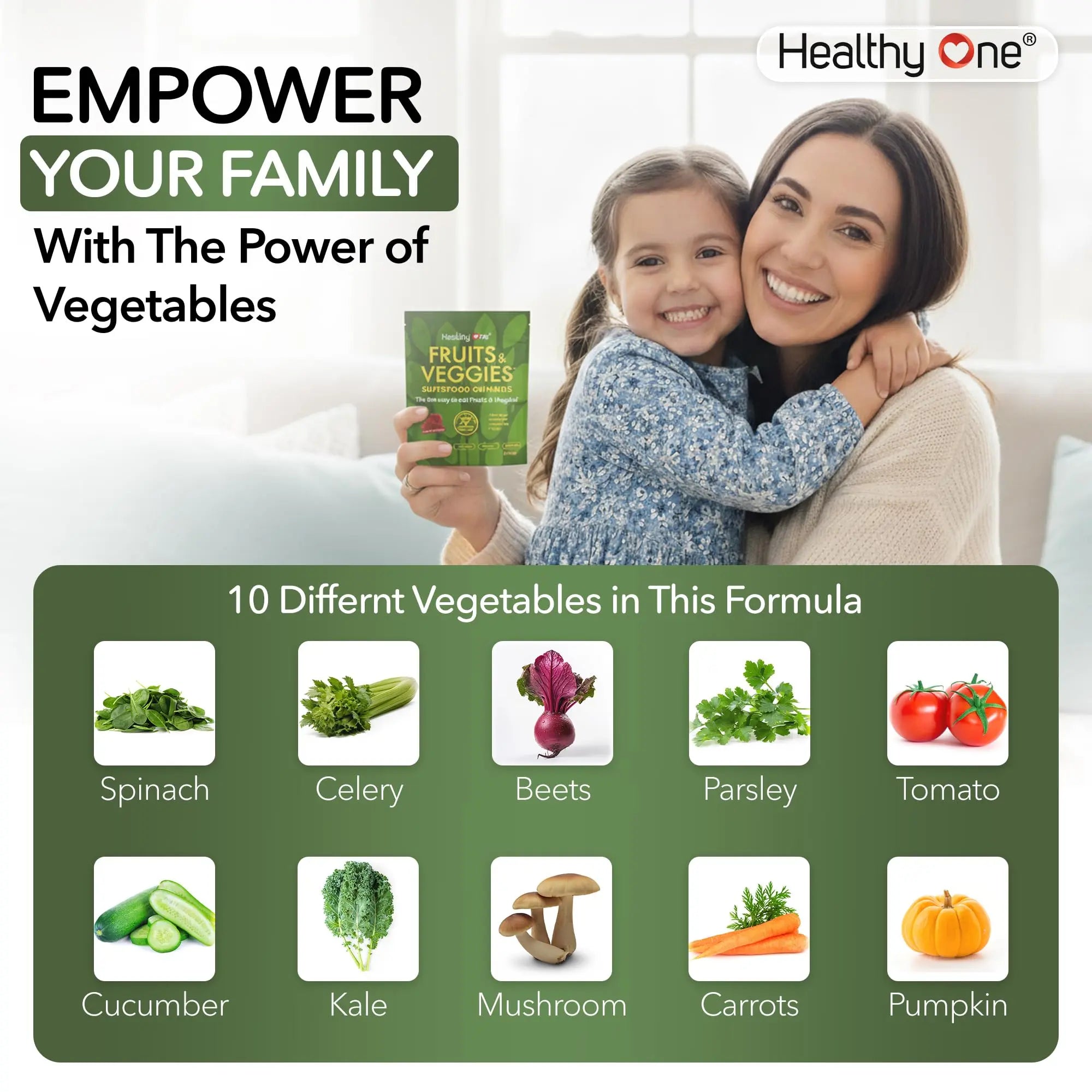Fruits & Veggies Sugar-Free Gummies - 27 Whole Foods - Equals 3 Servings of Fruits & Vegetables - Improve Energy, Focus & Immune Function - Fiber - Antioxidants - Organic Ingredients - 14 Packets Healthy Onenz supplements